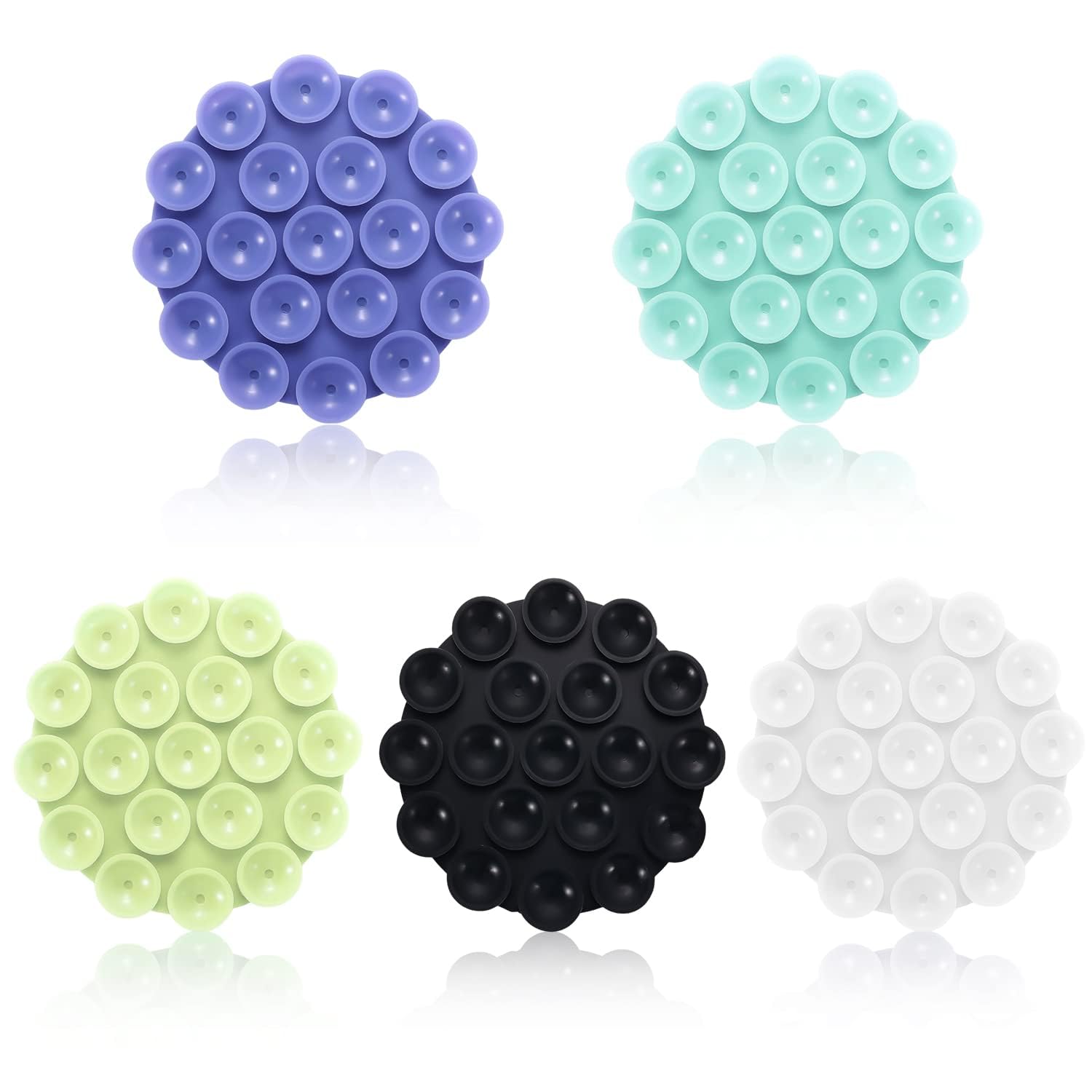 Azonee 5 PCS Suction Phone Case Adhesive Silicone Suction Cup Phone Holder Case for Hand Mobile Devices Mount (5 Colors)