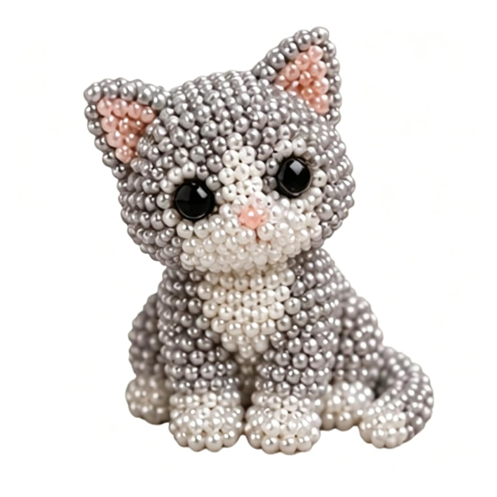 ZhzeYun 3D Animal DIY Beading Kit, Cute Tiny Beaded Animal Craft Set, Beginner Friendly Bead Art for Teens Adults Stress Relief Handmade Gift Cat