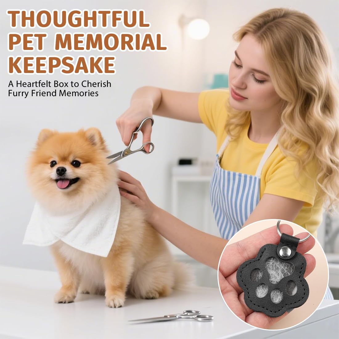 6 PCS Scatola ricordo per peli di animali domestici, Portachiavi commemorativo per Animali Domestici, Portachiavi in Pelle a Forma di Zampa di Cane e Gatto, borsa compatta e accessorio per chiavi - 3