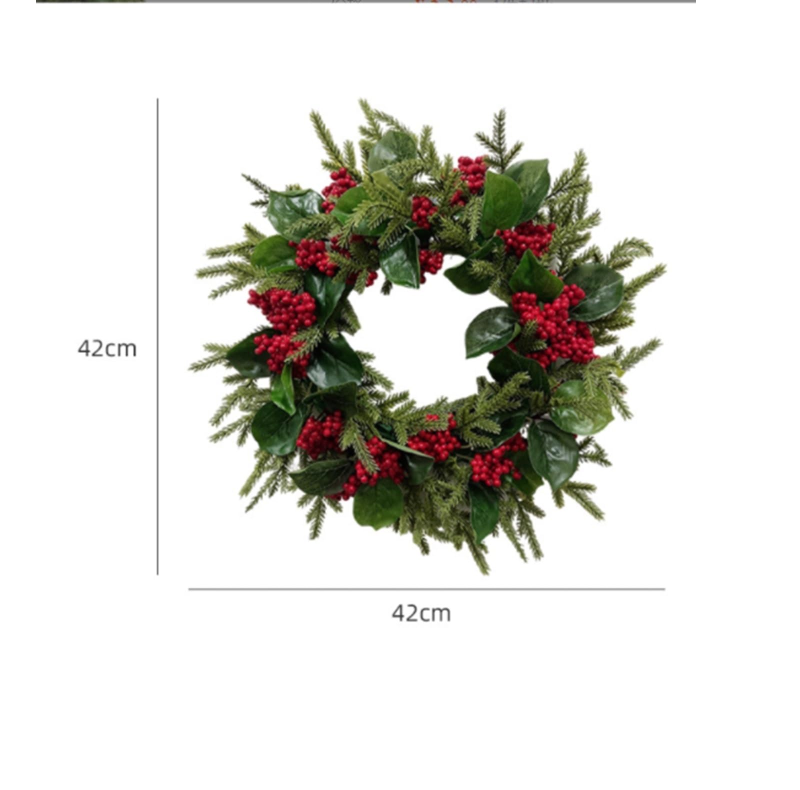 Corona Navidad Guirnalda Navideña Artificial De Invierno Decoración con Frutos Rojos Artificial Decoración