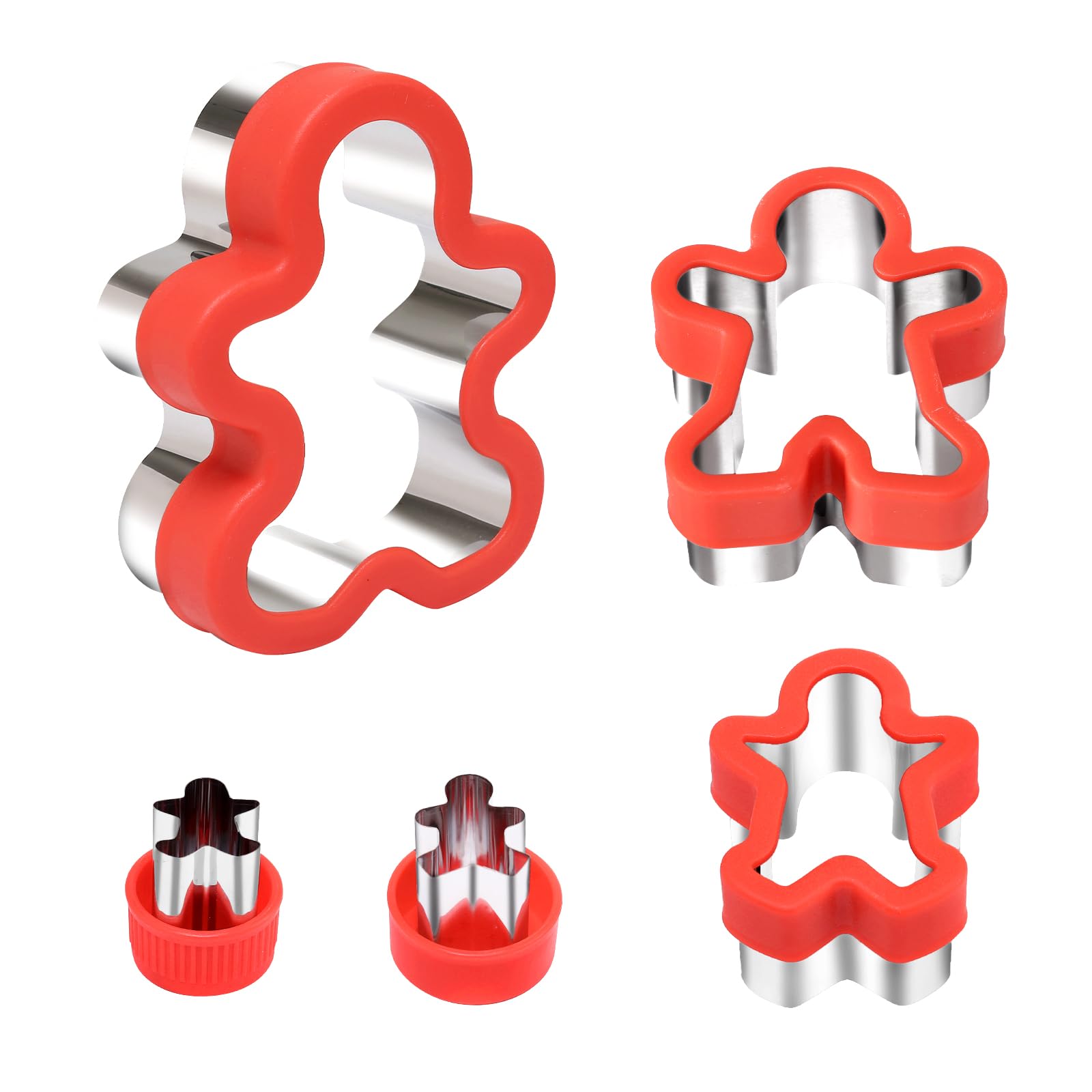 Afatnao Gingerbread Man Cookie Cutters 5PCS, Large Christmas Cookie Cutter Holiday Biscuit Cutter with Comfort Grip (PP) for Backing, 5 different Size