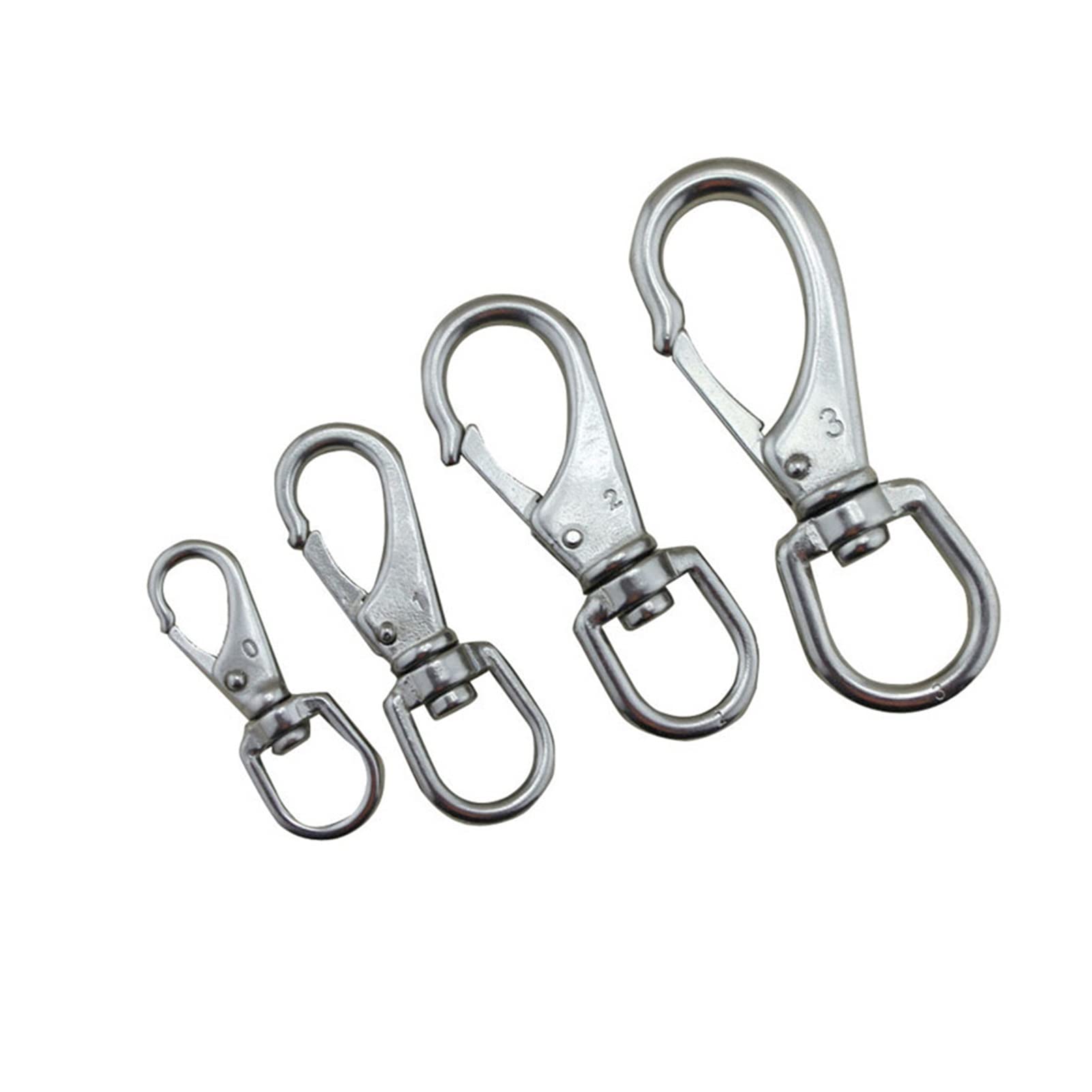 Downwind Packung 6 Marine Boat Drehung Augenfeder Snap Haken Größe 2# M6 304 Edelstahl Silberkette Befestigungshaken Karabiner (Color : 6PCS M6)
