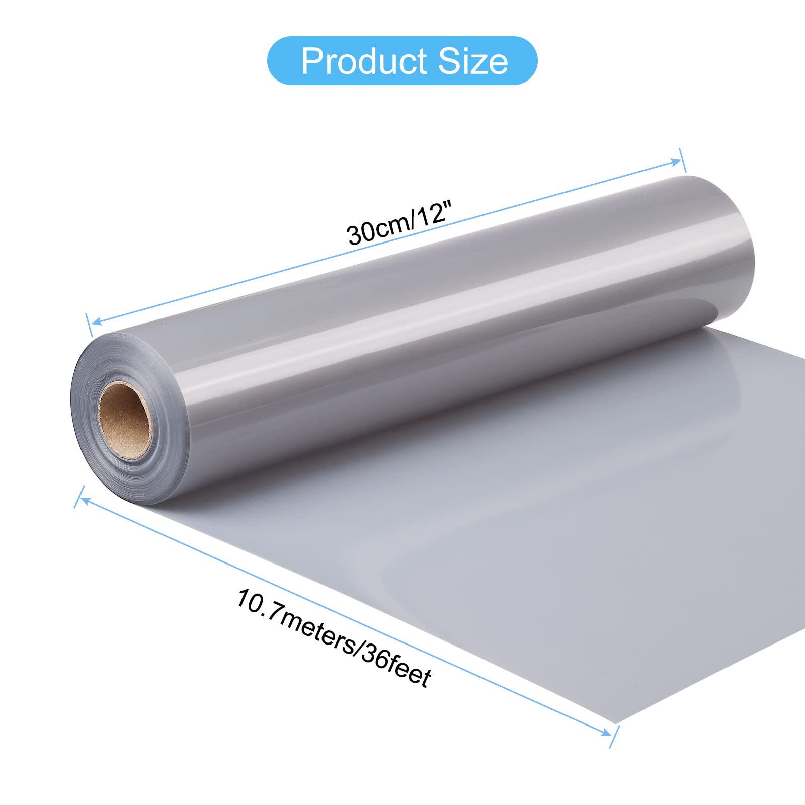PATIKIL 12"x35Ft Plotterfolie Textil Wärmeübergang Flexfolie Vinyl Rolle HTV Vinylfolie Plotter Grau HTV Vinyl Aufbügeln für Hemden Kissen Handtaschen Hüte