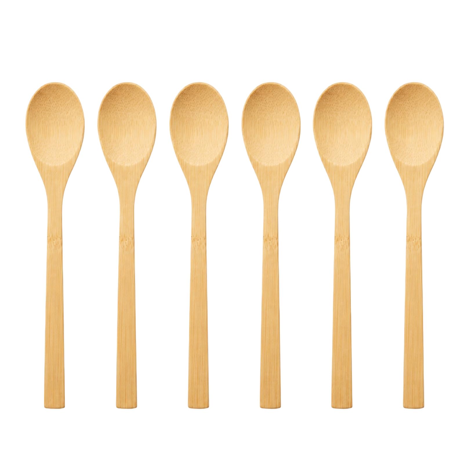Tinminx 6 Pcs 23.5 cm Wooden Cooking Spoons, Beechwood Mixing and Stirring Utensils for Baking, Sauces, Soups, Non Stick Cookware and Kitchen Use