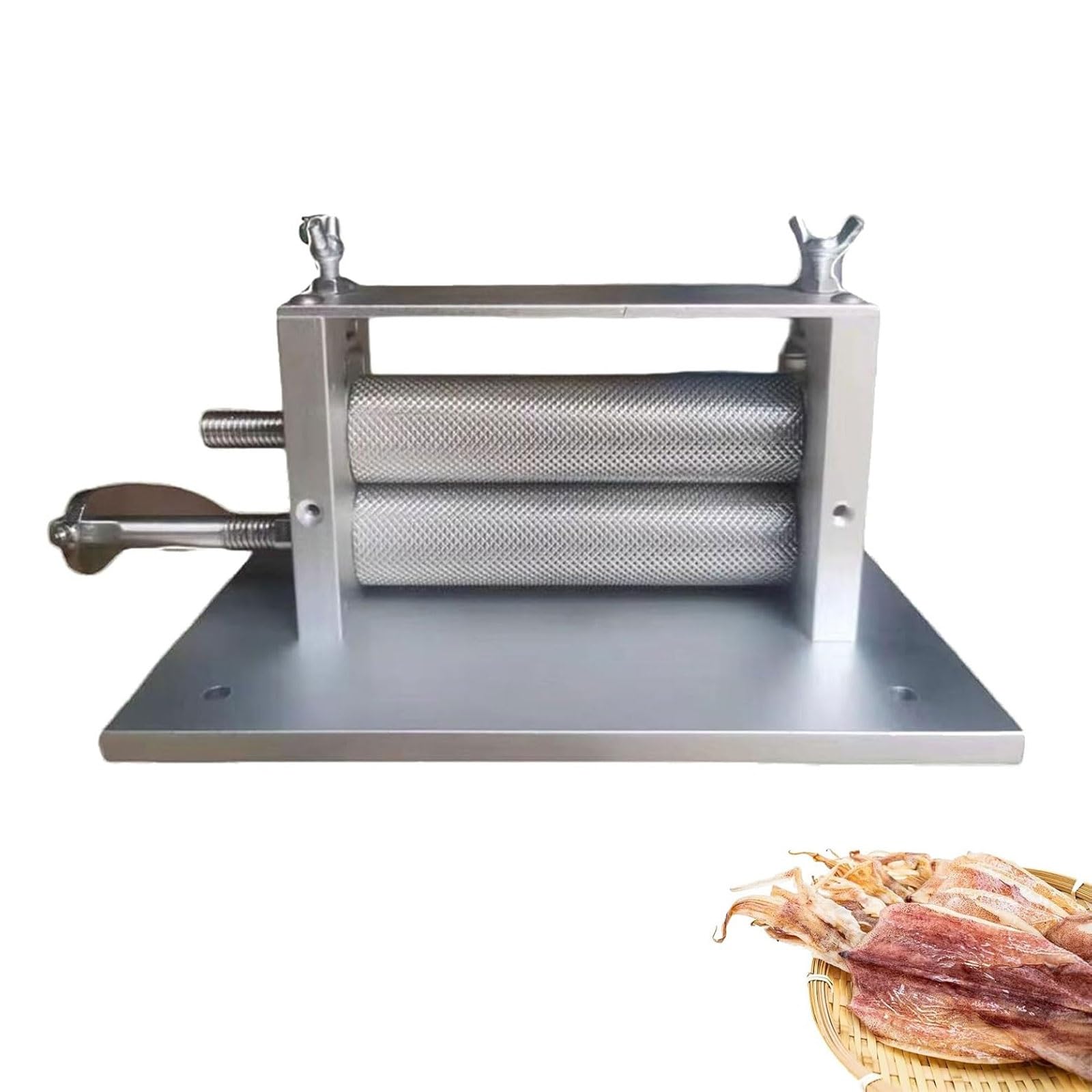 Herramienta de prensa manual de secado de calamar, aplanador de calamar de acero inoxidable, máquina de liar con manivela de mano, prensa de secado de mariscos para secar carne, verduras y alimentos