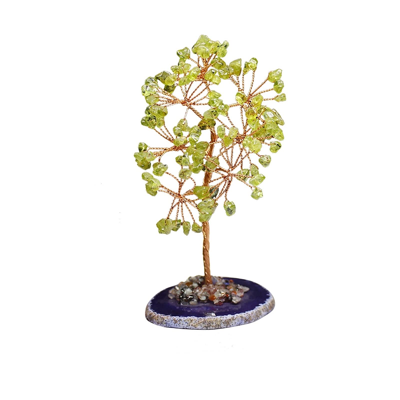 HCZKIUJY Luck and Wealth Crystal Tree Natural Crystal Tree,Amethyst Rose Quartz Aquamarine,Office Desktop Ornament Chakra Money Tree (Green)
