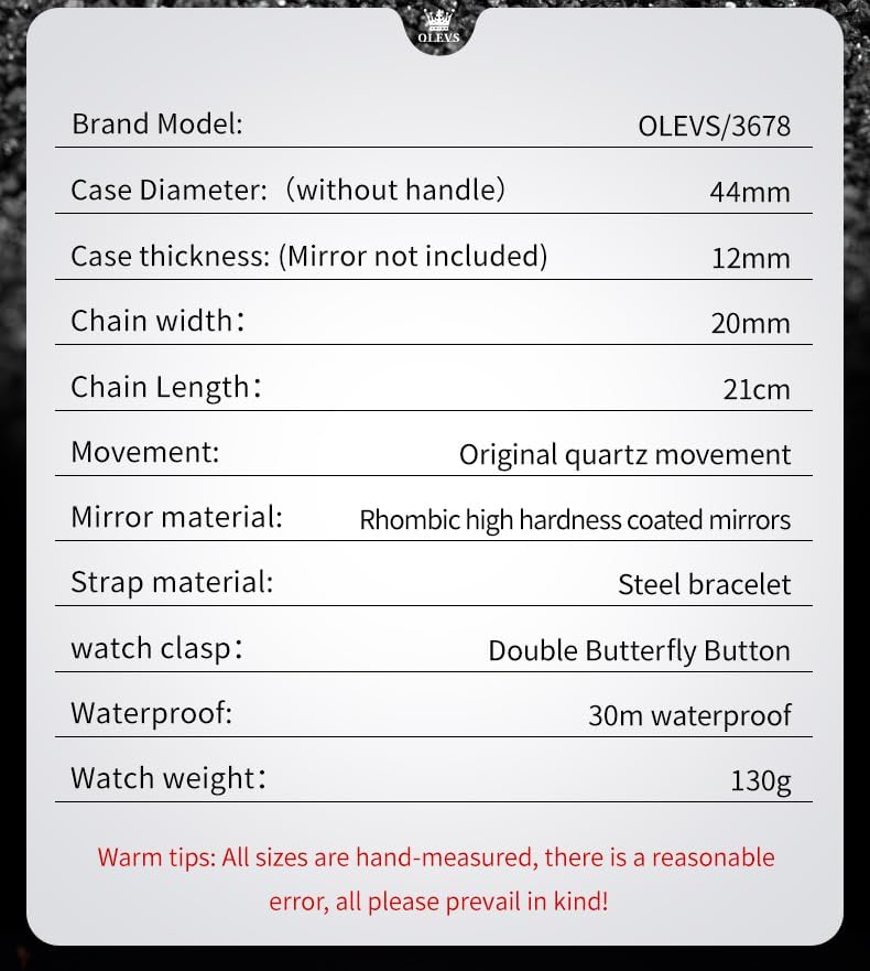 OLEVS Watch Men Luxury Big Wrist Face Analog Quartz Mens Watches Stainless Steel Waterproof Luminous Date Dress Chronograph Moon Phase Relojes para Hombres - Image 6