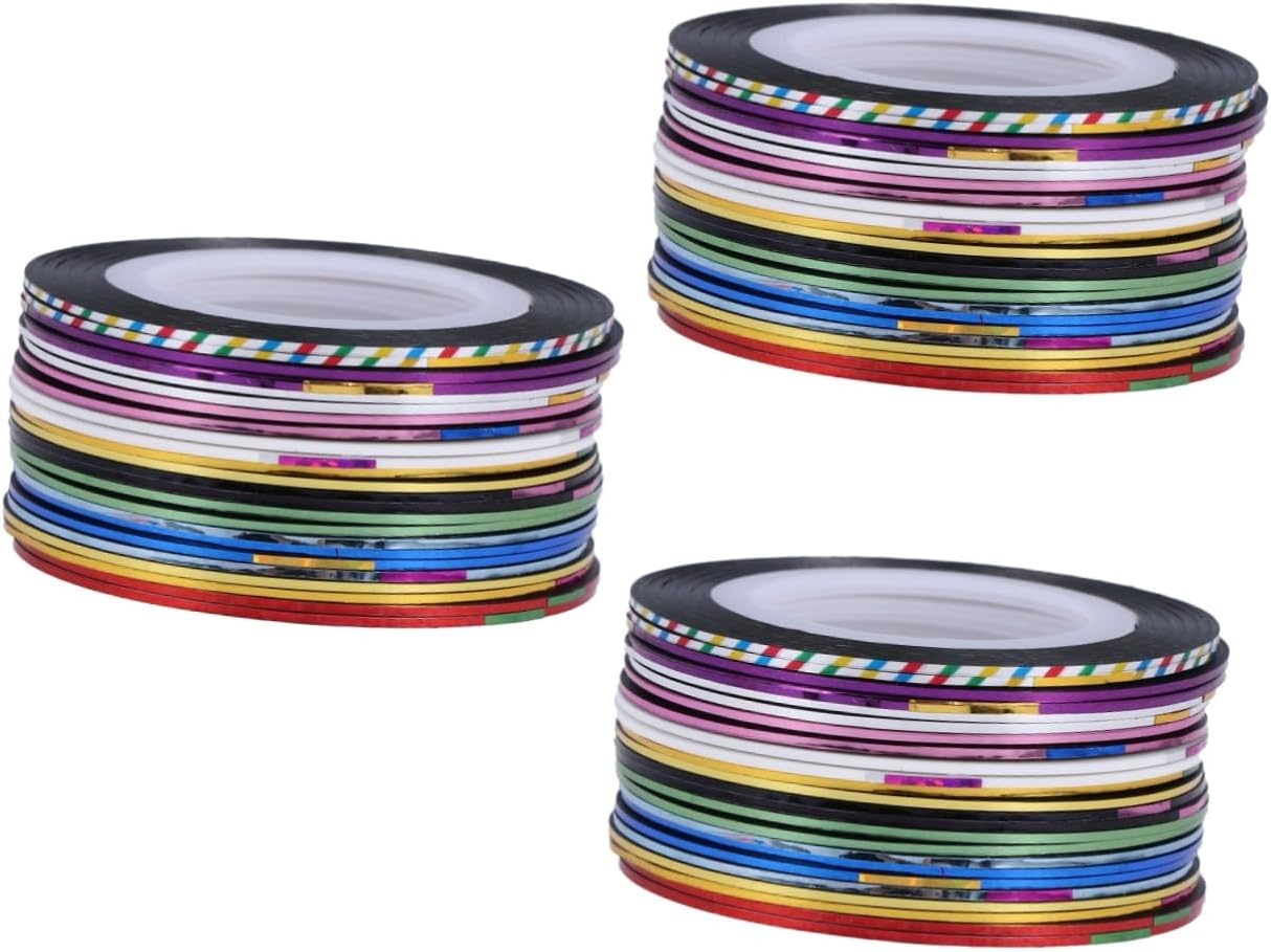 FRCOLOR 72 Stuks Nail Art Stickers Nail Stickers Glitter Stickers DIY Nail Striping Tape Metal Nail Striping Tape Schijnt Nagel Striping Tape Lijn Schijnt Nagel Lijn DIY Nail Sticker