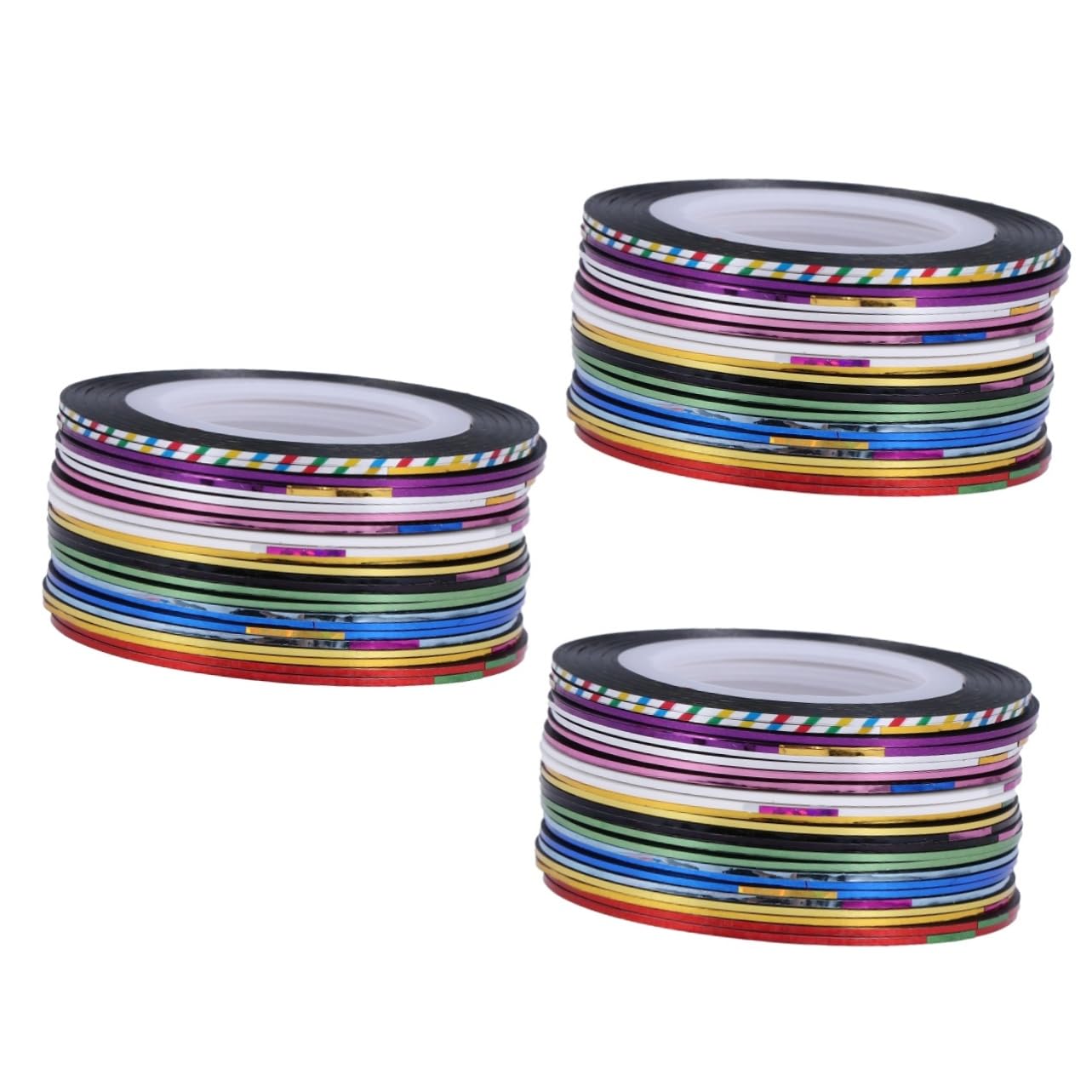 minkissy 3sets DIY Nail Striping Rolls 20m Holographic Nail Art Tape Line 12 Colors for Manicure/ 30rolls*3