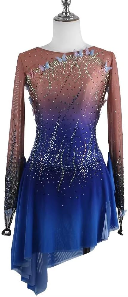 Girls' Handmade Figure Ice Skating Competition Dress Women's Rhythmic Gymnastics Leotards Stereoscopic Flower
