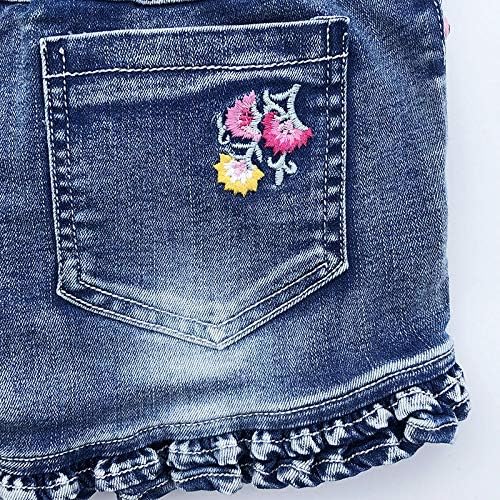 Peacolate 5-10T Little&Big Girls Adjustable Straps Short Overalls Jeans Outfits - Image 3