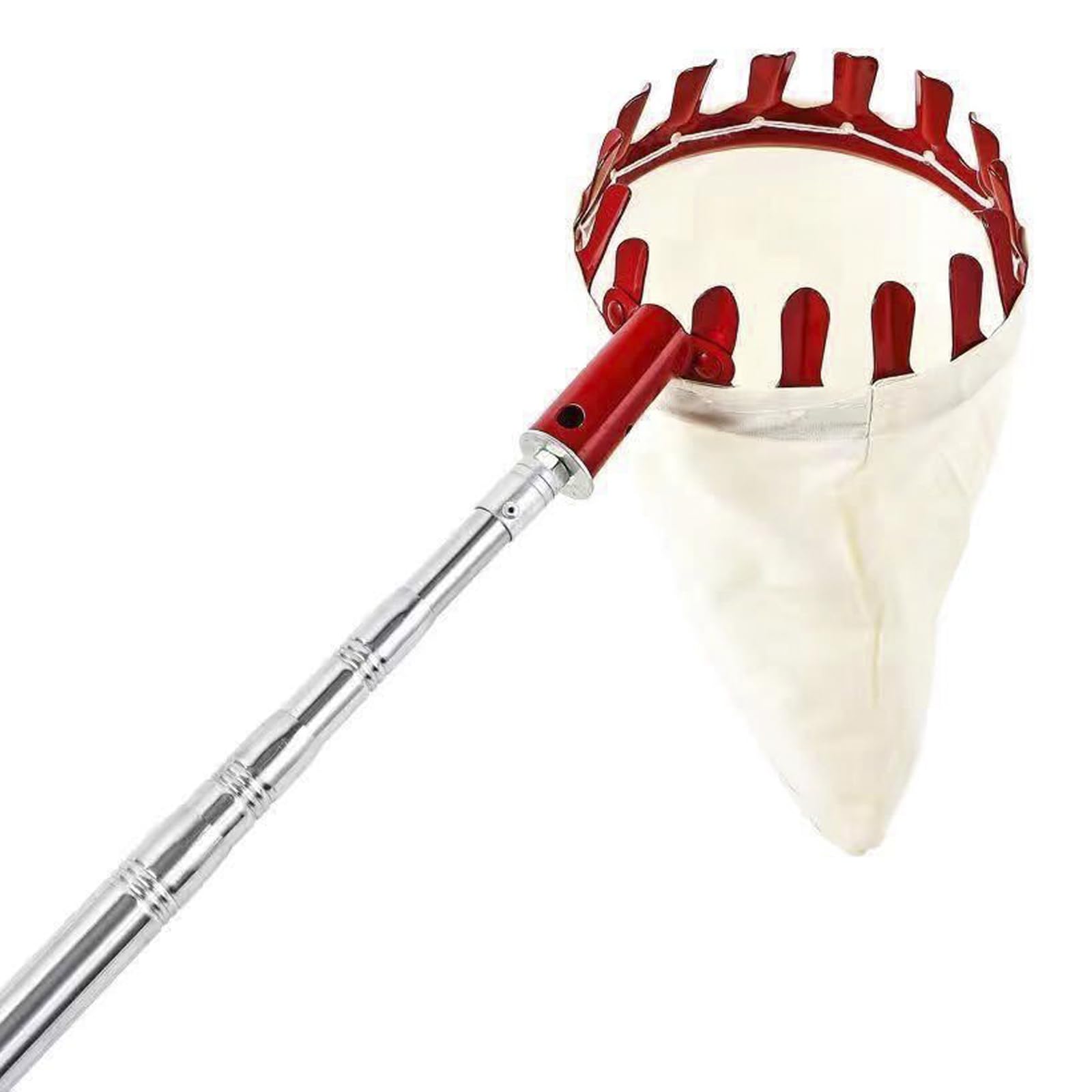Cueille Fruit Télescopique,Attrape Fruits avec Manche en Acier Inoxydable,Outil à Cueillir de Fruits pour Pomme Poire Cerise Mangue Goyave Orange Avocats Etc,Metal Red,4M/13FT