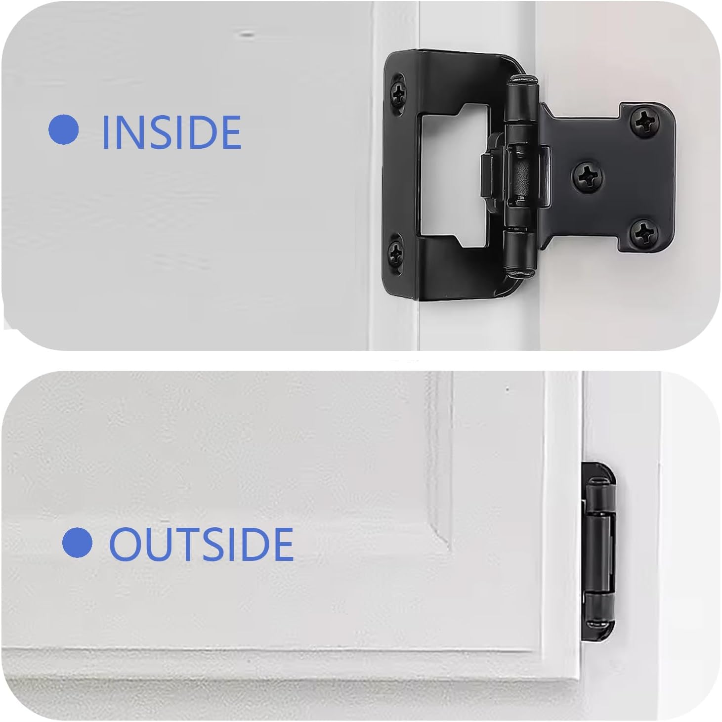 Cabinet Hinges, 60 Pack 30 Pairs 1/2" Overlay Semi Kitchen Cabinet Hinges, Matte Black Self-Closing Door Hinges with Silicone Cushion, Semi-Hidden Hinges for Cabinet Doors, Steel