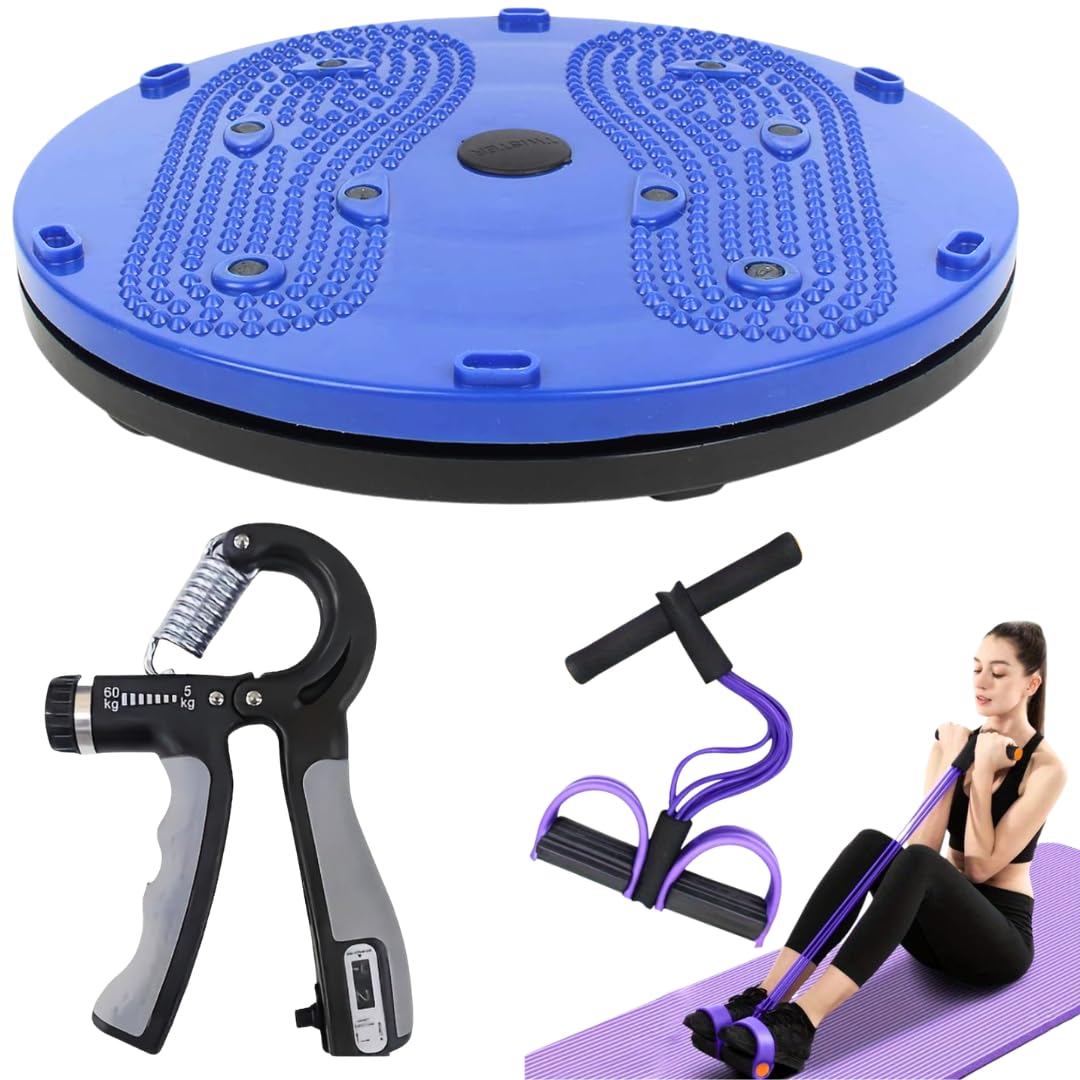 INSTAFIT Complete Fitness Combo Kit – Twister Disc, Tummy Toning Resistance Tube & Adjustable Hand Gripper | Home Exercise Equipment for Men, Women & Beginners-image-18