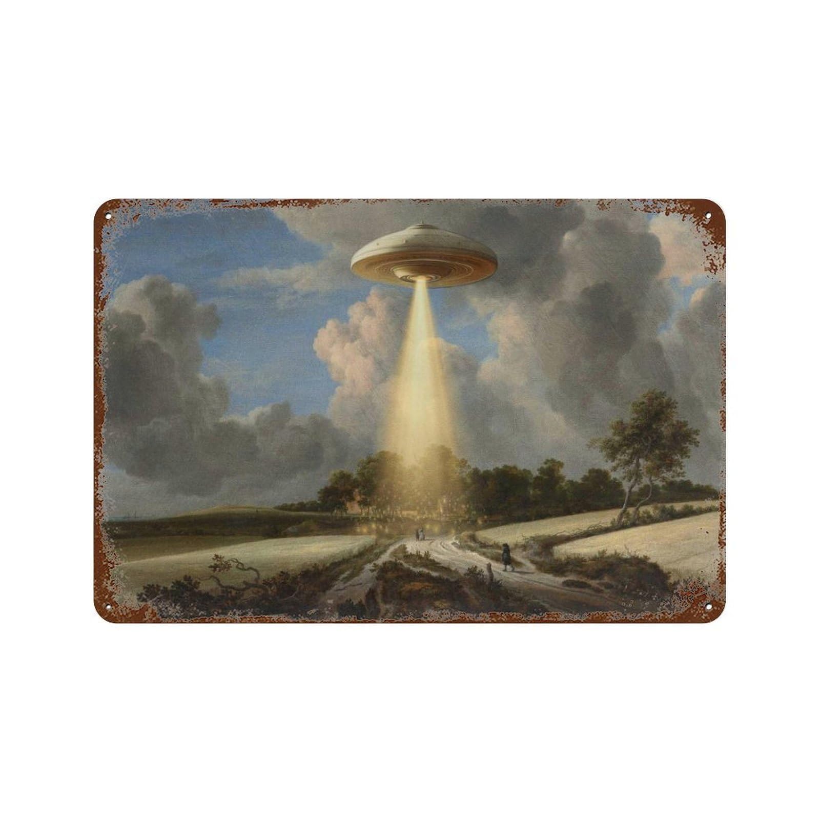 xiaoxiaoshen Alien Abduction, Spaceship, Retro Fun, UFO (2) Wall Decor Art Metal Tin Poster Modern Home Decor Art Home Bar Shop Decorations Vintage Sign 20x30cm