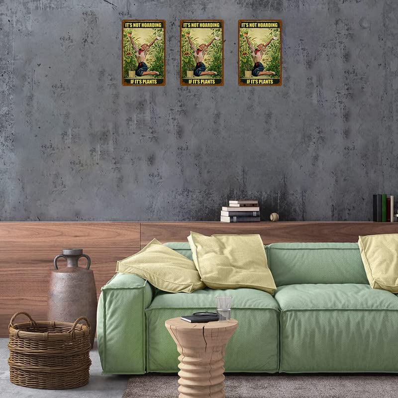 Vintage 'It's Not Hoarding If It's Plants' Metal Tin Sign - 16"x12" Wall Decor For Gardeners