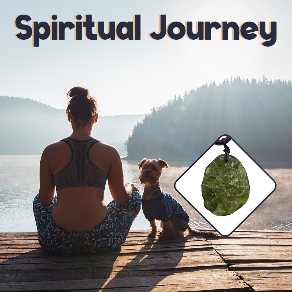 Moldavite Necklace,Raw Czech Meteorite Crystal,Irregular Tektite Healing Crystals Necklace,Green - Image 3