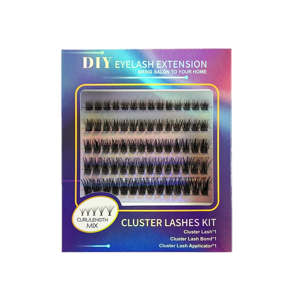 Kit de 120 mechones de pestañas individuales, con aplicador y pegamento para pestañas y sellado, racimo de pestañas postizas, aspecto natural