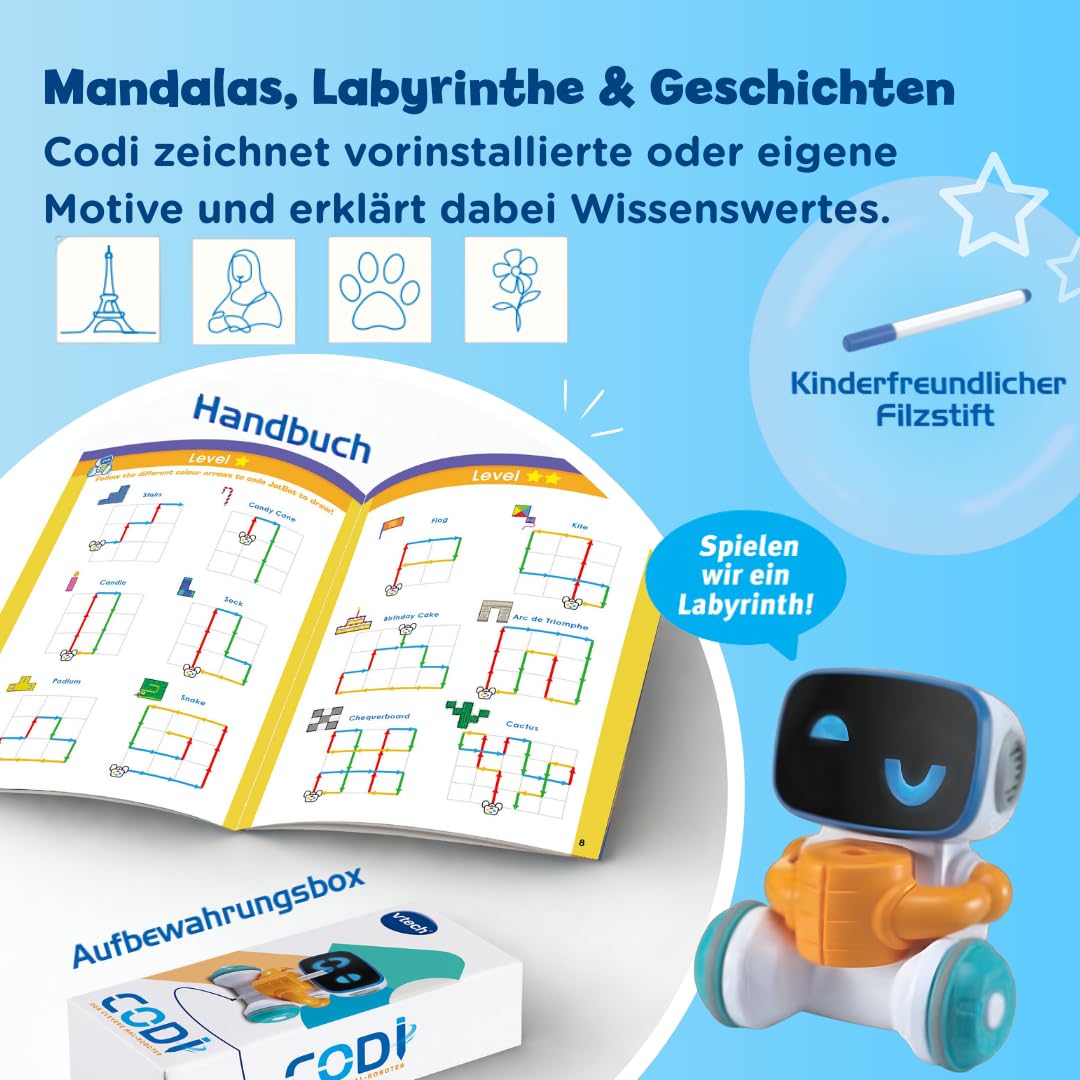 VTech Codi Mal-Roboter Lernroboter zum Zeichnen & Codieren 4-8 Jahre