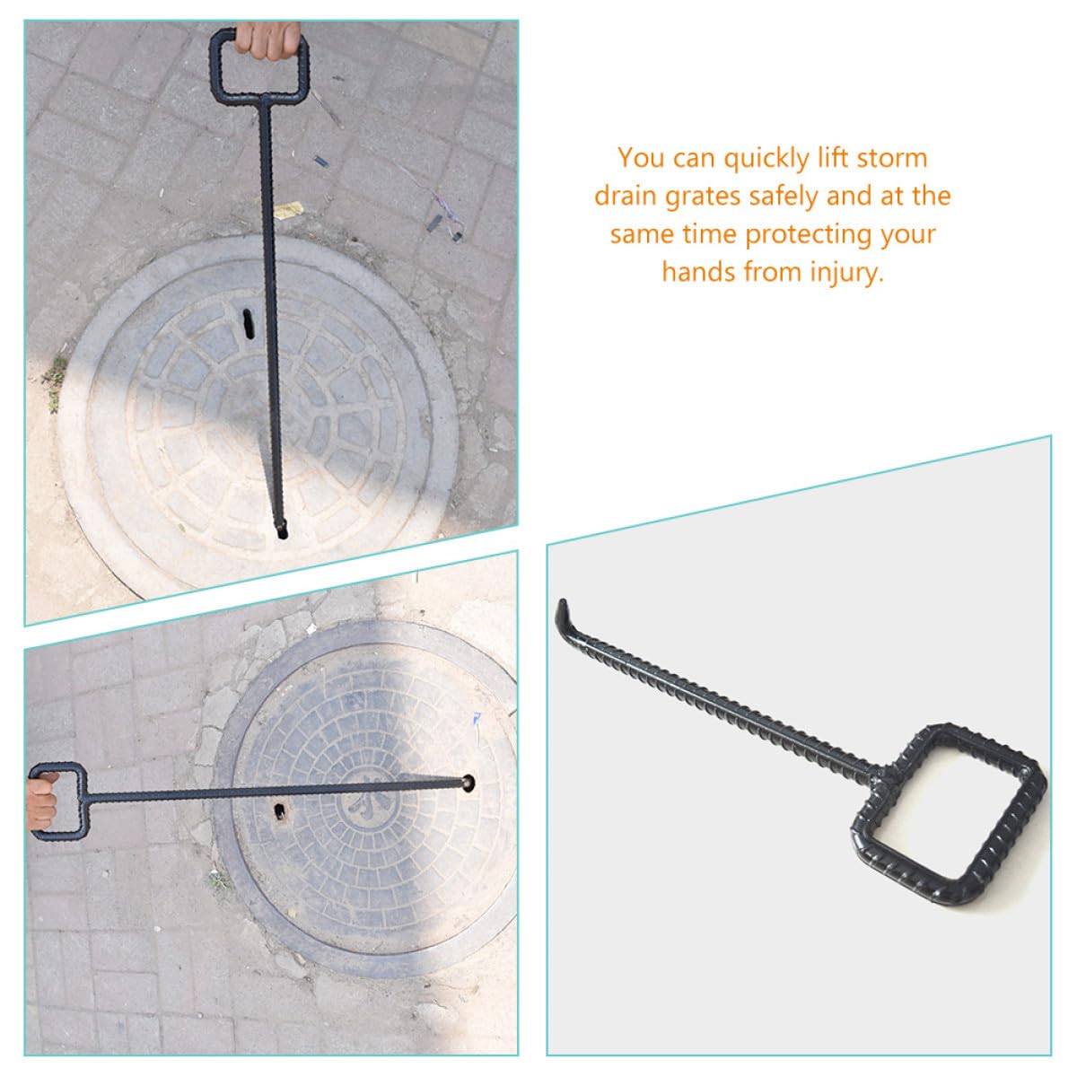 Crochet de Levage en Acier Noir pour Regard et Porte à Volet Roulant, Multi-fonctionnel et Résistant pour Usage Extérieur