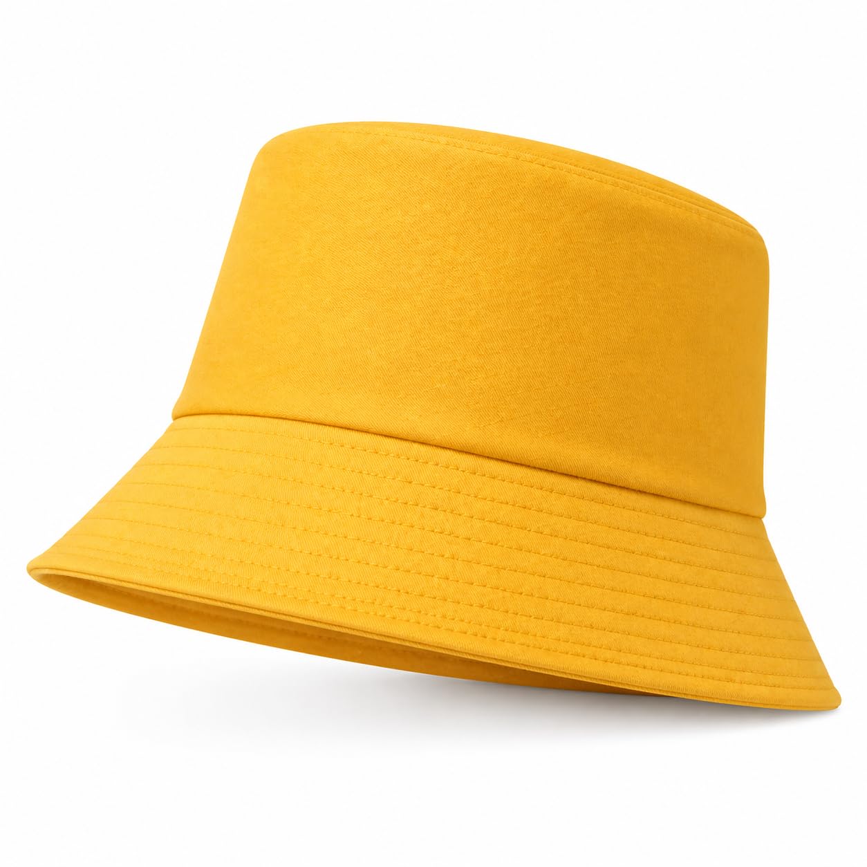 Truebuy Unisex Yellow Bucket Hat Sun Protection Hat Lightweight Cotton Wide Brim Summer Hat For Men Women Packable Fishing Hiking Travel Festival Beach (Yellow)