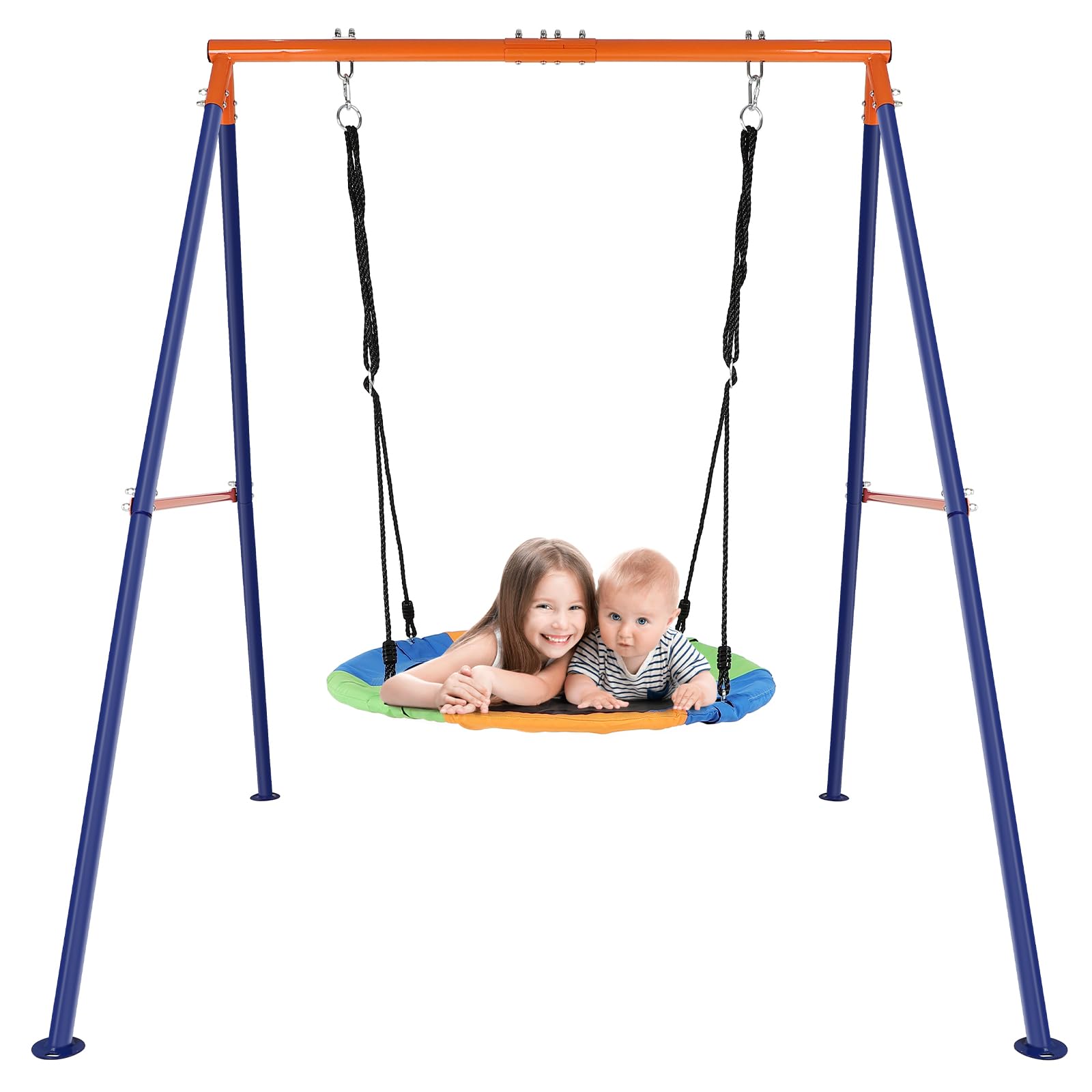 40” Saucer Swing with Stand for Kids Outdoor, 500lbs Swing Set with Heavy Duty Metal Swing Stand for Backyard, Safe Waterproof Round Swing,Outdoor Kids Play Equipment