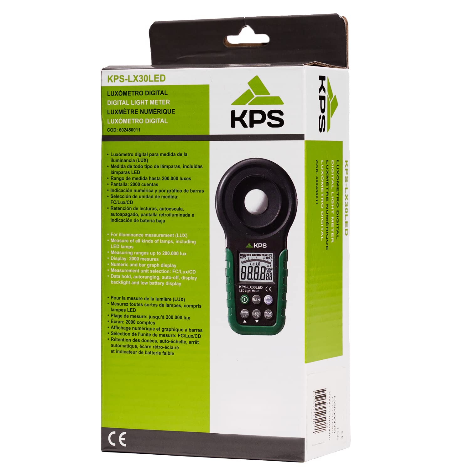 KPS-LX30LED Luxómetro digital de alta precisión, medidor luminosidad luz LED, fluorescente,… Diferentes unidades de medicion (DC,lux,CD)