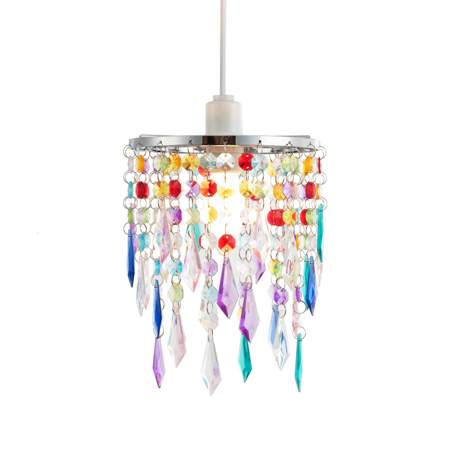 Modern Acrylic Pendant Light Shade - Multi Colour Drops & Beads - 22cm Height