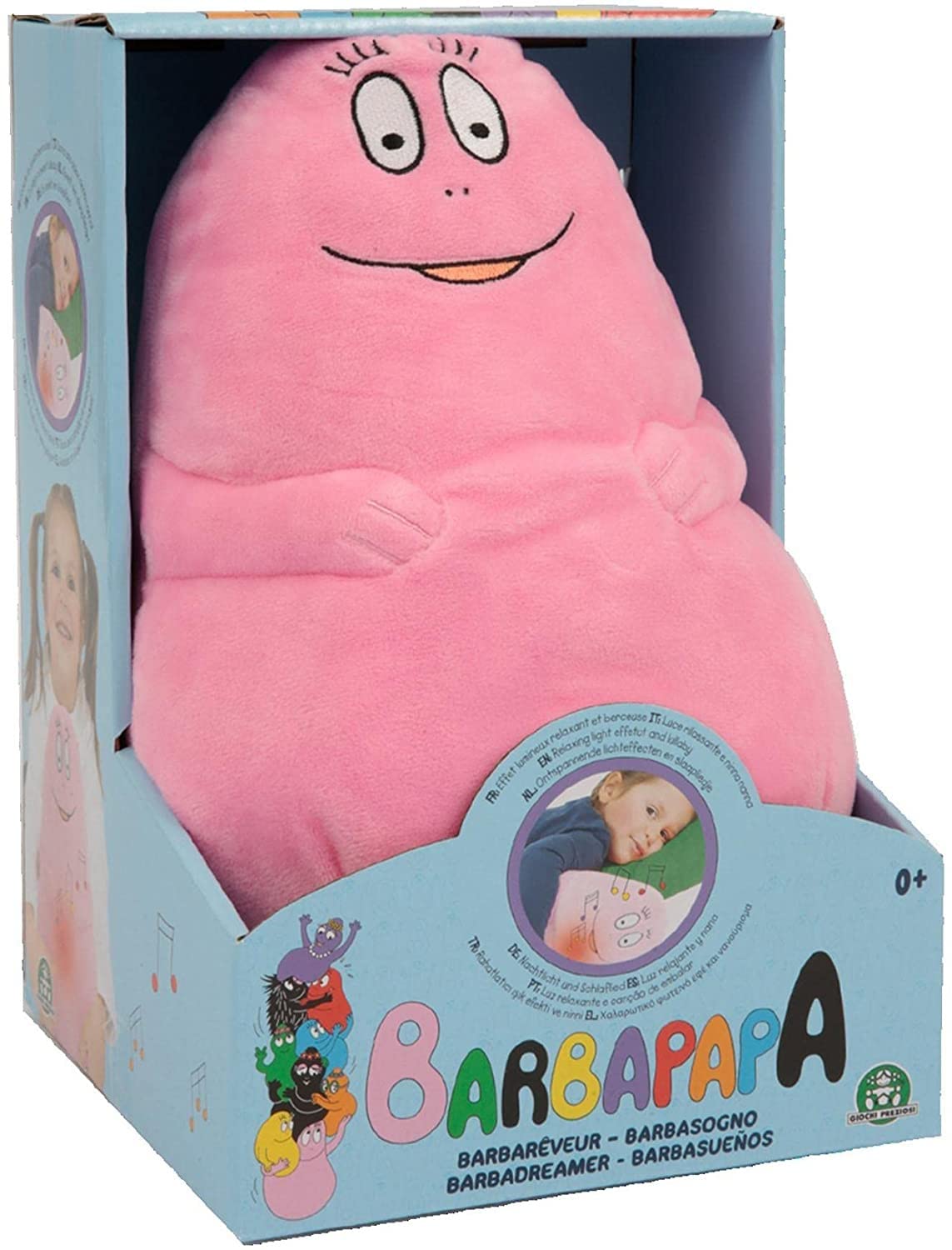 Giochi Preziosi Barbapapa, Barbapapa Soft Toy 25 cm Lullaby and Light, Music 30 Seconds, Light Off After 10 Minutes, BAP02