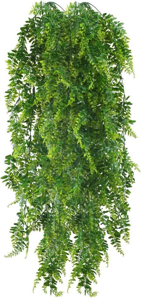 Minnhua 2pcs 115cm Fougères Artificielles Plantes Suspendues Fausse Plantes Tombante Longue Fausse Plante Grimpante Faux Plantes d'intérieur Fougère de...