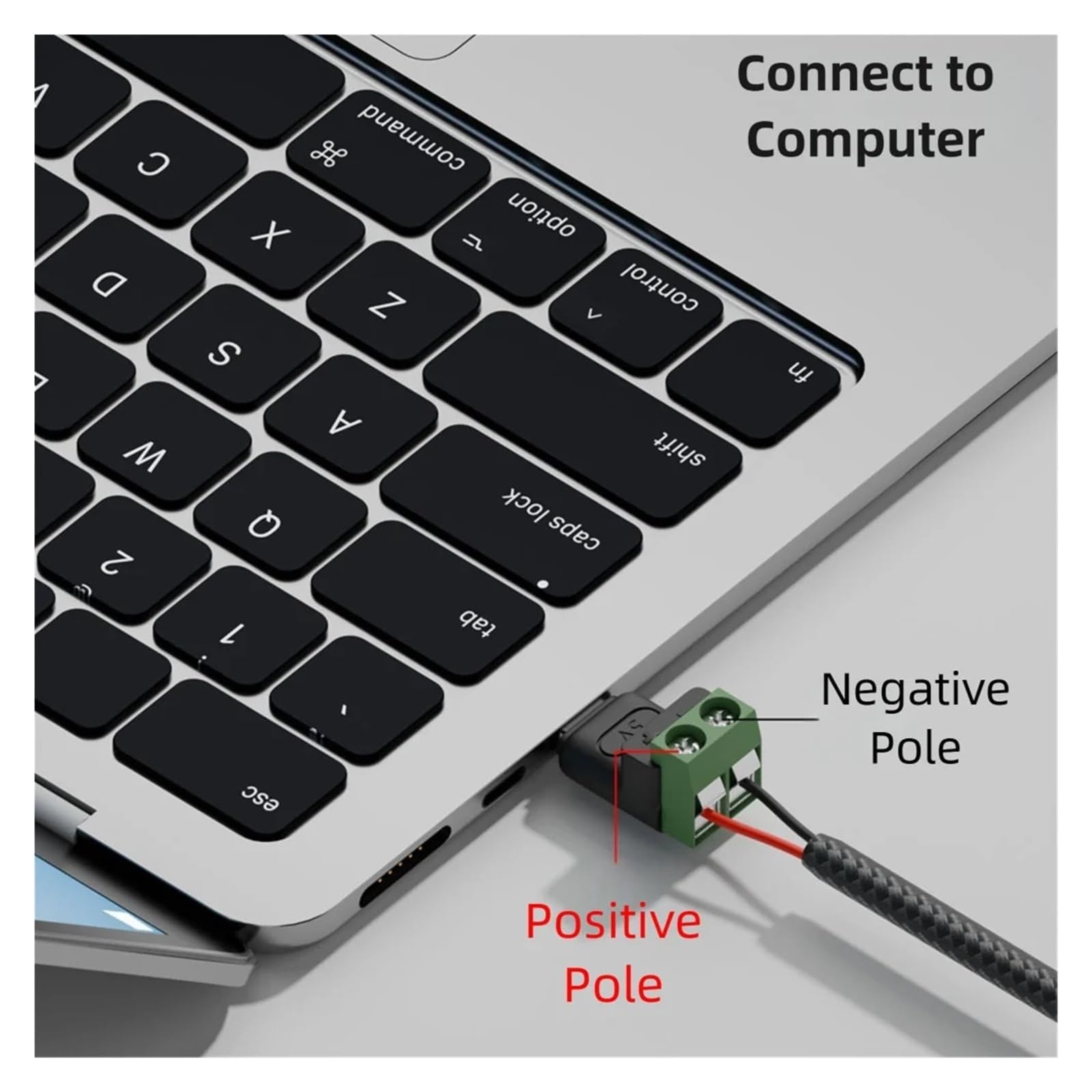 USB C/Micro to 2 Pin Screw Terminal 5V Solderless Adapter(5Pcs,Micro-Male Charging)