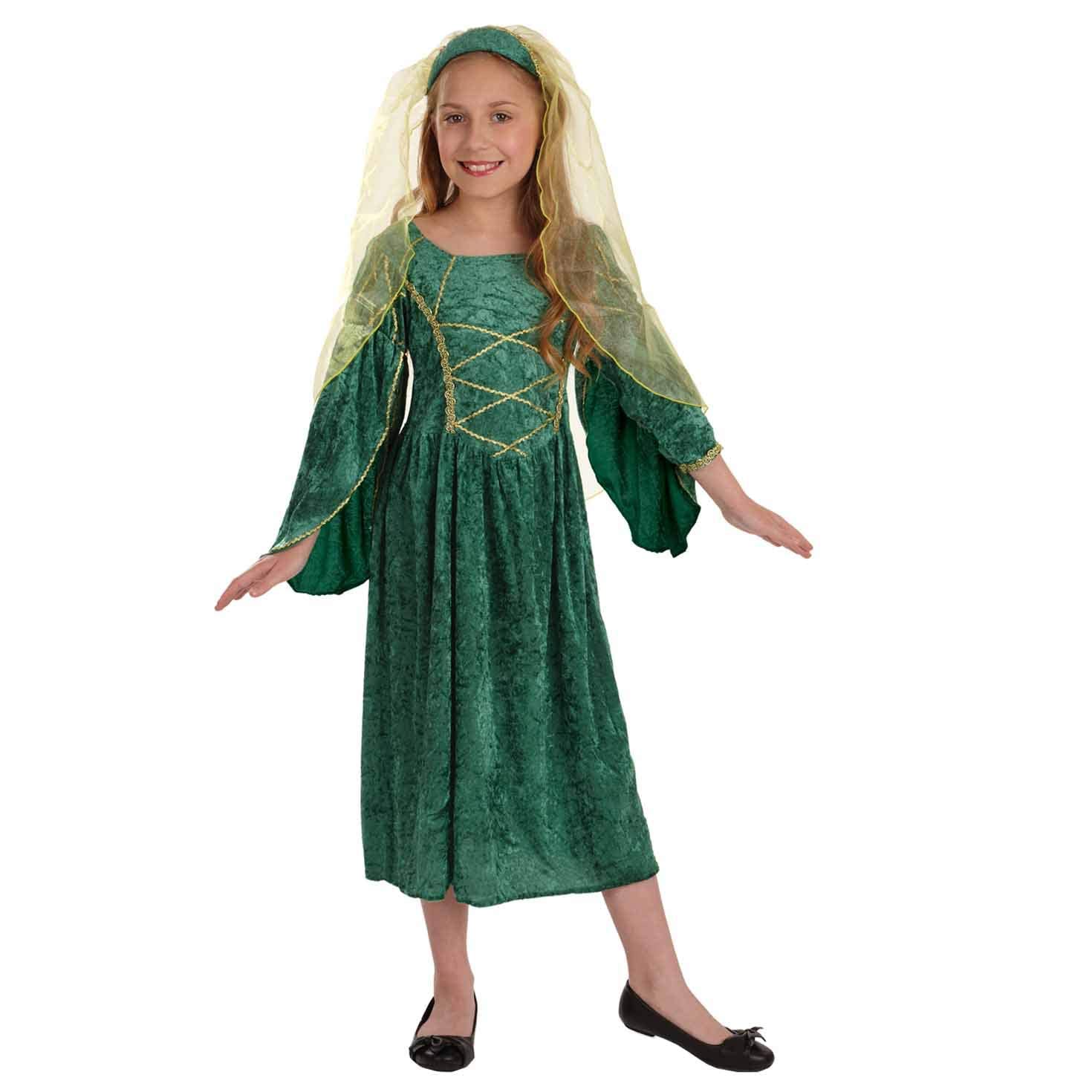 fun shack Green Girls Renaissance Costume, Medieval Costume Girls, Kids Princess Costumes, Book Characters Costumes for Kids