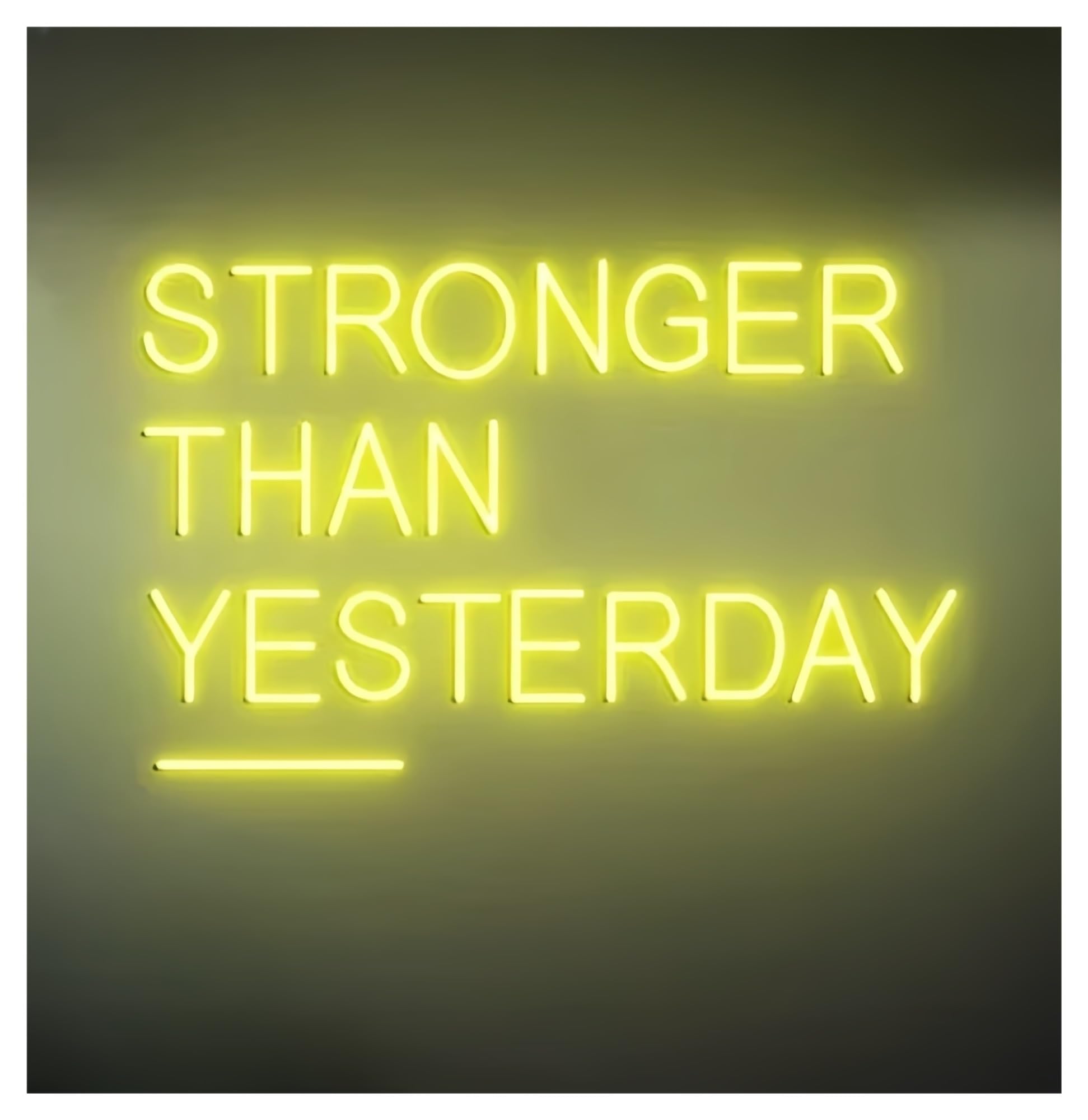 SHOUXI Sign Lamp Stronger Than Yesterday Neon Sign, Gym Sign, Home Gym Decor, Wall Decor(F,50cm)