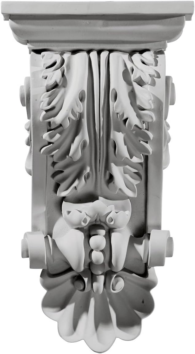 Ekena Millwork COR08X05X14AC 8-Inch W x 5-Inch D x 14 7/8-Inch H Acanthus Shell Corbel , White
