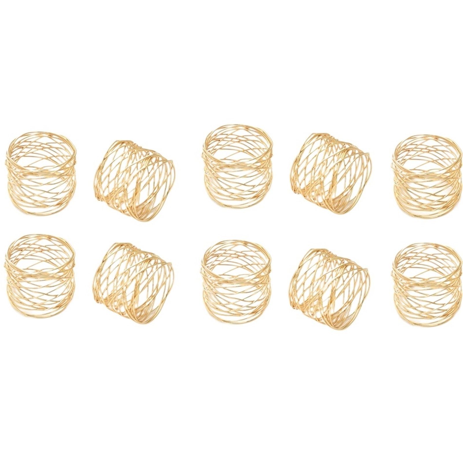 Lot de 10 ronds de serviette ronds en métal creux pour dîners, fêtes, repas