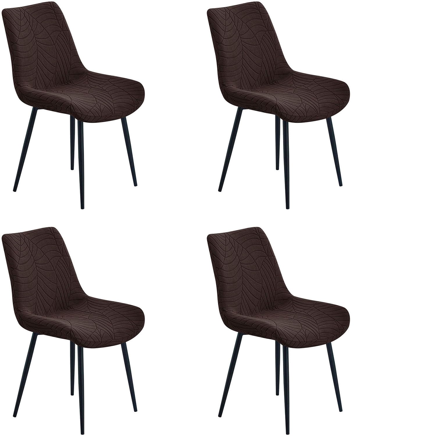 YOPOIY Modern Dining Chair Covers Mid Century Shell Chair Curved Back Slipcovers (brown,Set of 4)