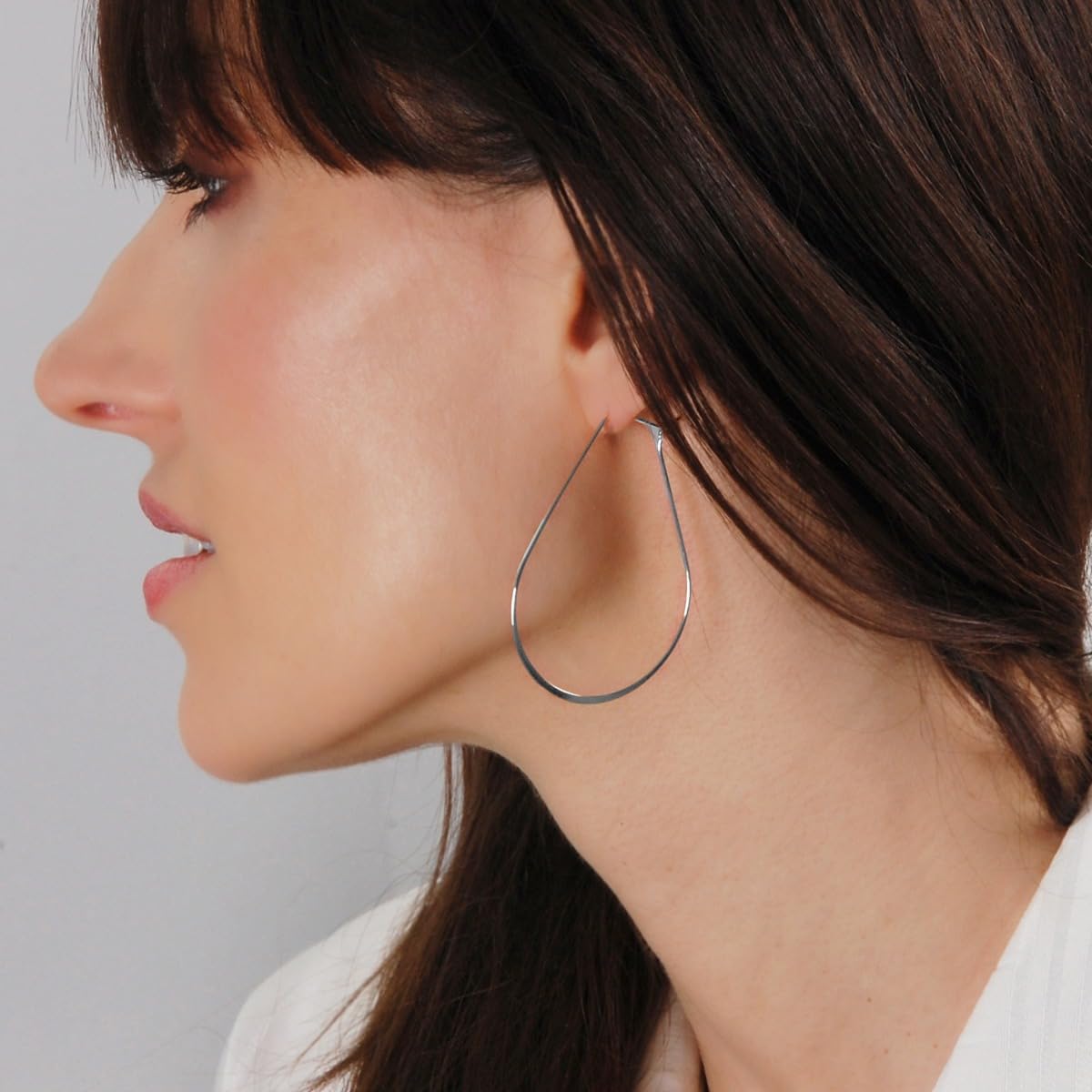 Oval Threader Hoop Earrings for Women - Lightweight Thin Teardrop Earring Hoops - 14k Gold, Rose or 925 Sterling Silver Plated - Image 9