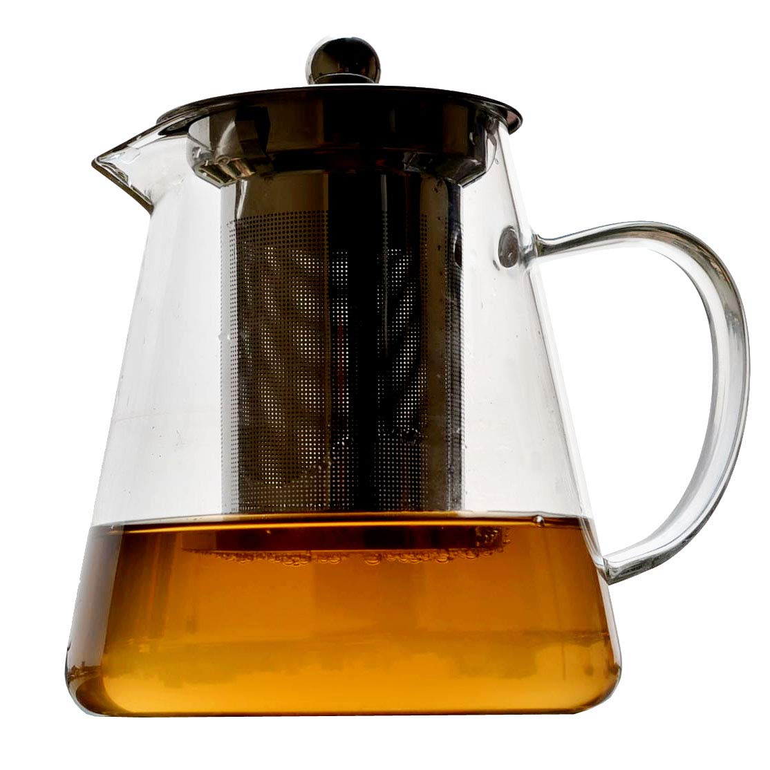 Glass Teapot with Stainless Filter Tea Kettle High Borosilicate Glass Tea Pot Stovetop Safe Blooming and Loose Leaf Tea Maker Set (20oz)