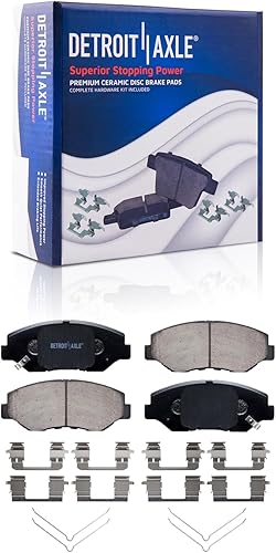 Miniatura 6 de Detroit Axle - Kit de frenos para Honda Pilot 2003-2008 Rotor de freno perforado y ranurado 2004 2005 2006 2007 Pastillas de freno de cerámica