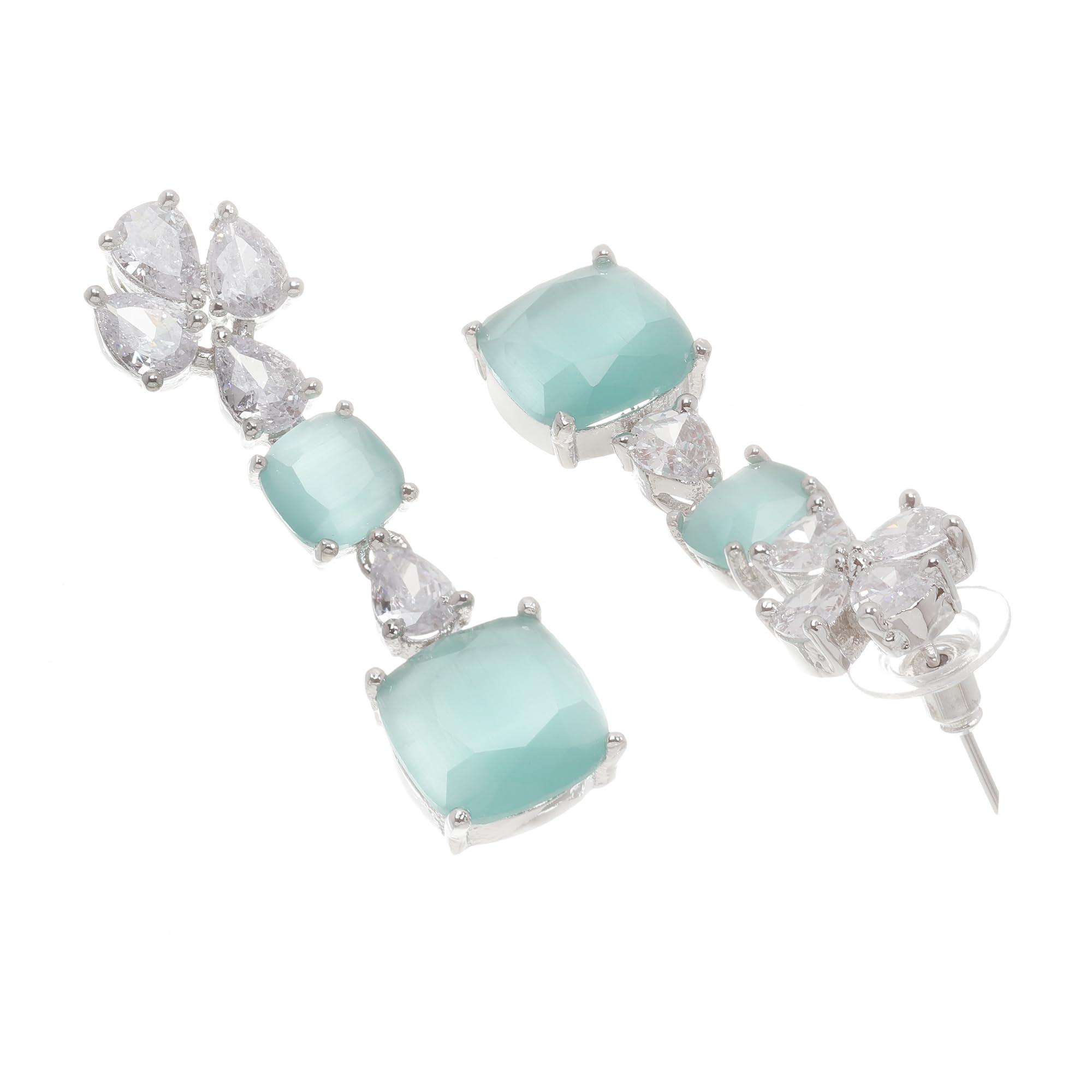 Square American Diamonds Necklace Set