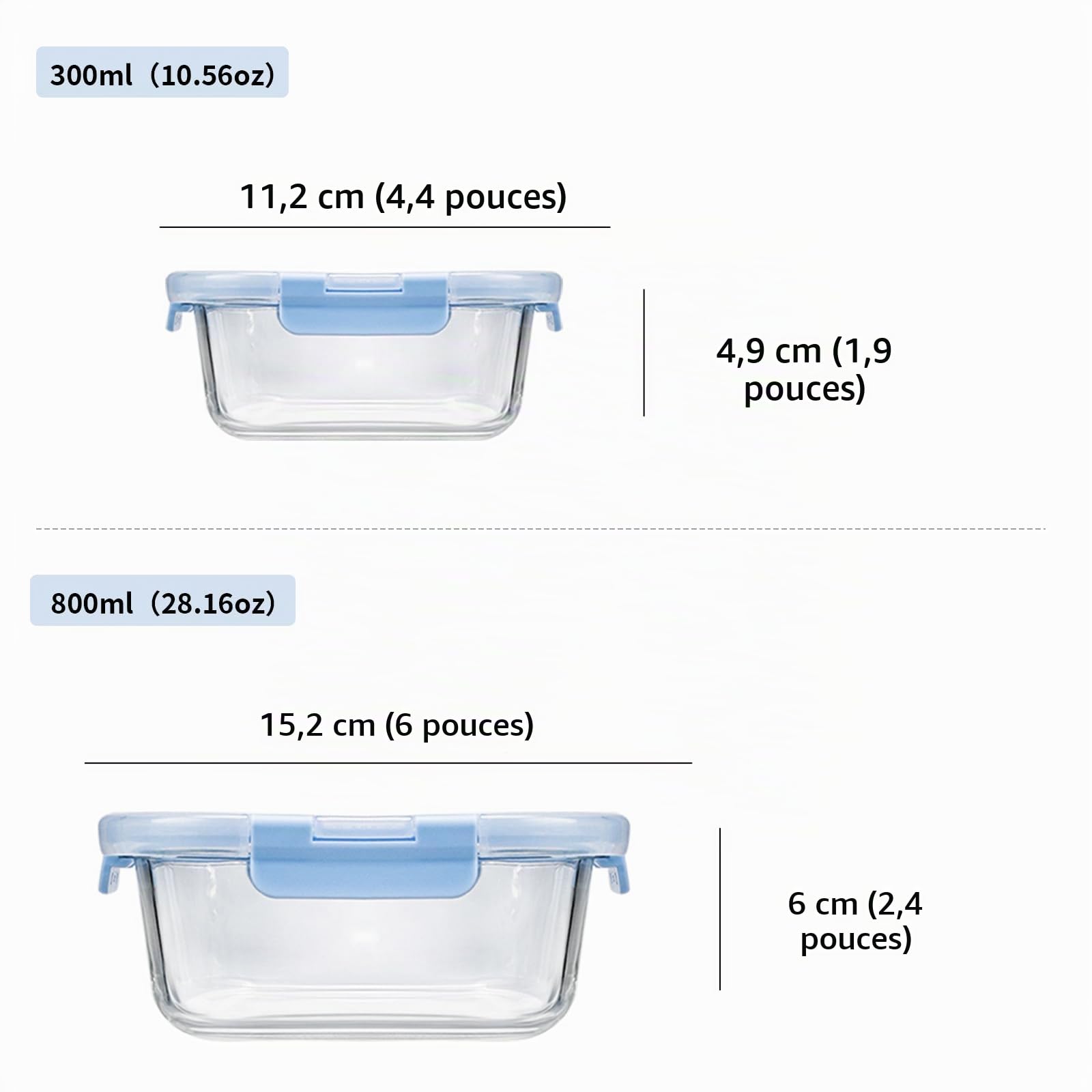Boite Alimentaire Verre - Boites Alimentaires Hermétiques - Boite Conservation Alimentaire - Lunch Box Verre