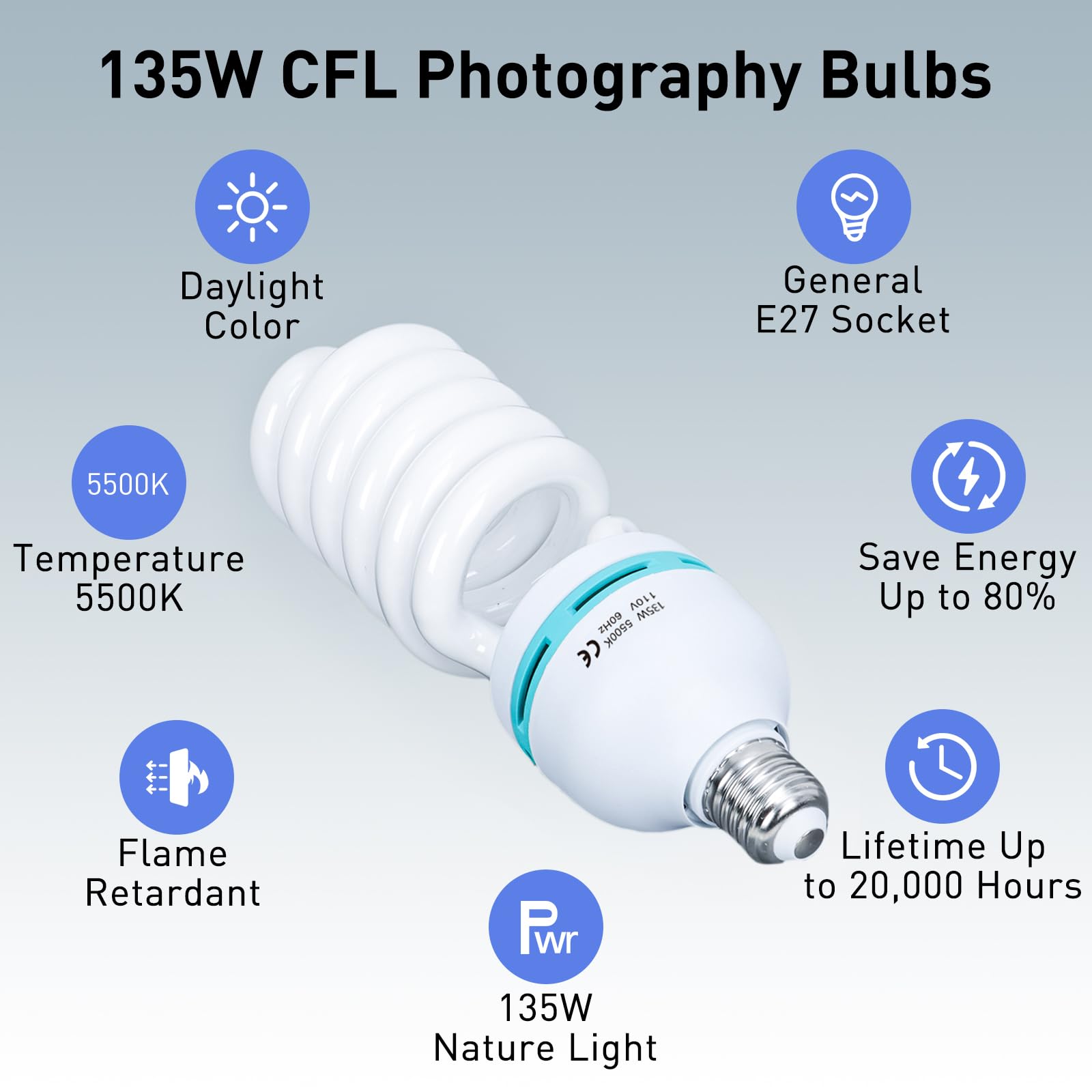 Skytex 2 bombillas de 135 W 5500 K CFL en espiral para luz diurna en casquillo E27 para fotografía y foto