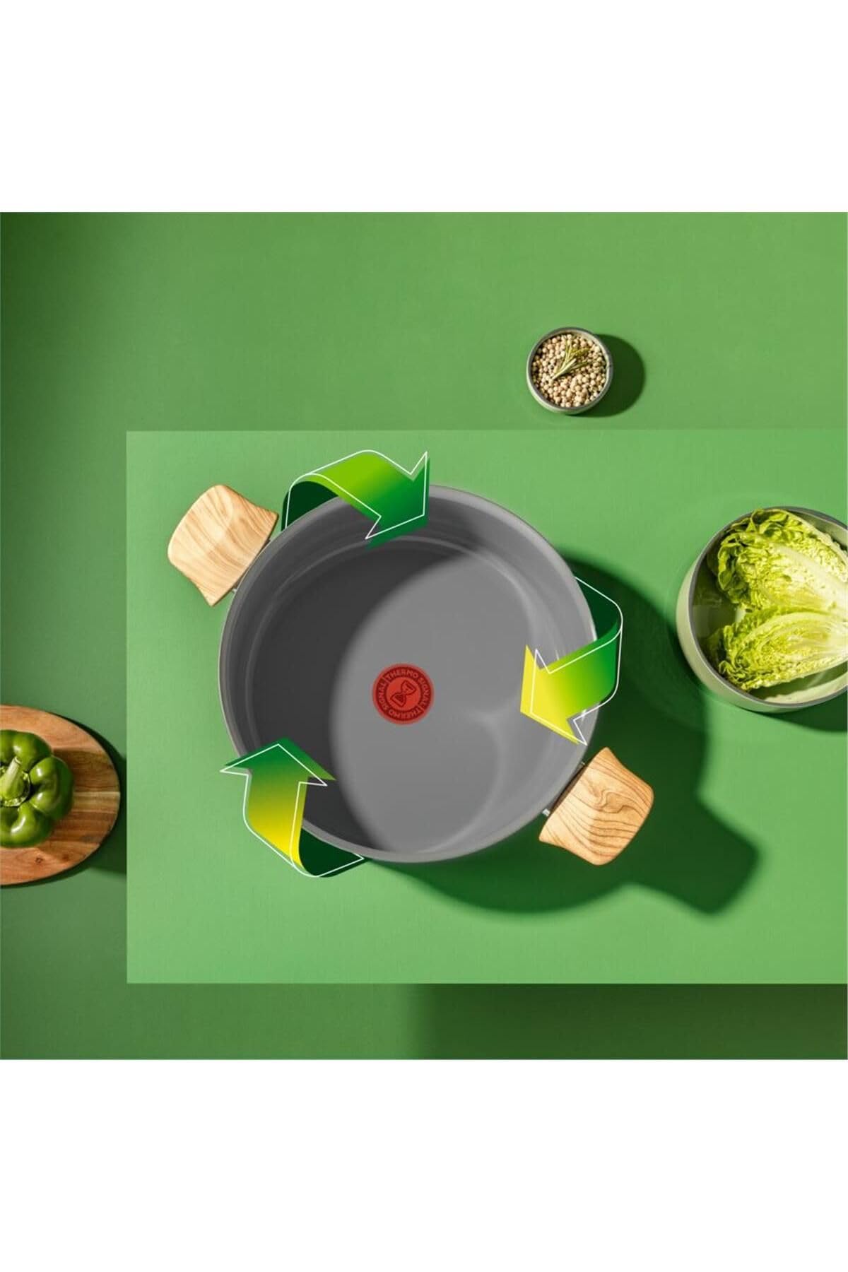 Tefal Renew - Cacerola (24 cm, revestimiento antiadherente cerámico, ecológico, reciclado, cocina saludable, termo-Signal, utensilio seguro, fabricado en Francia, todos los fuegos, incluida inducción
