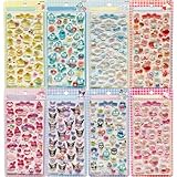 YAYAMIYA 3dシール 立体シール おしゃれ デコシール ごほうび 子供 貼り付け可能 贈り物 手帳 携帯 女の子 DIY用 手帳用 水筒・スマホケース・アルバム飾り用 貼り付け可能 (8枚セット)