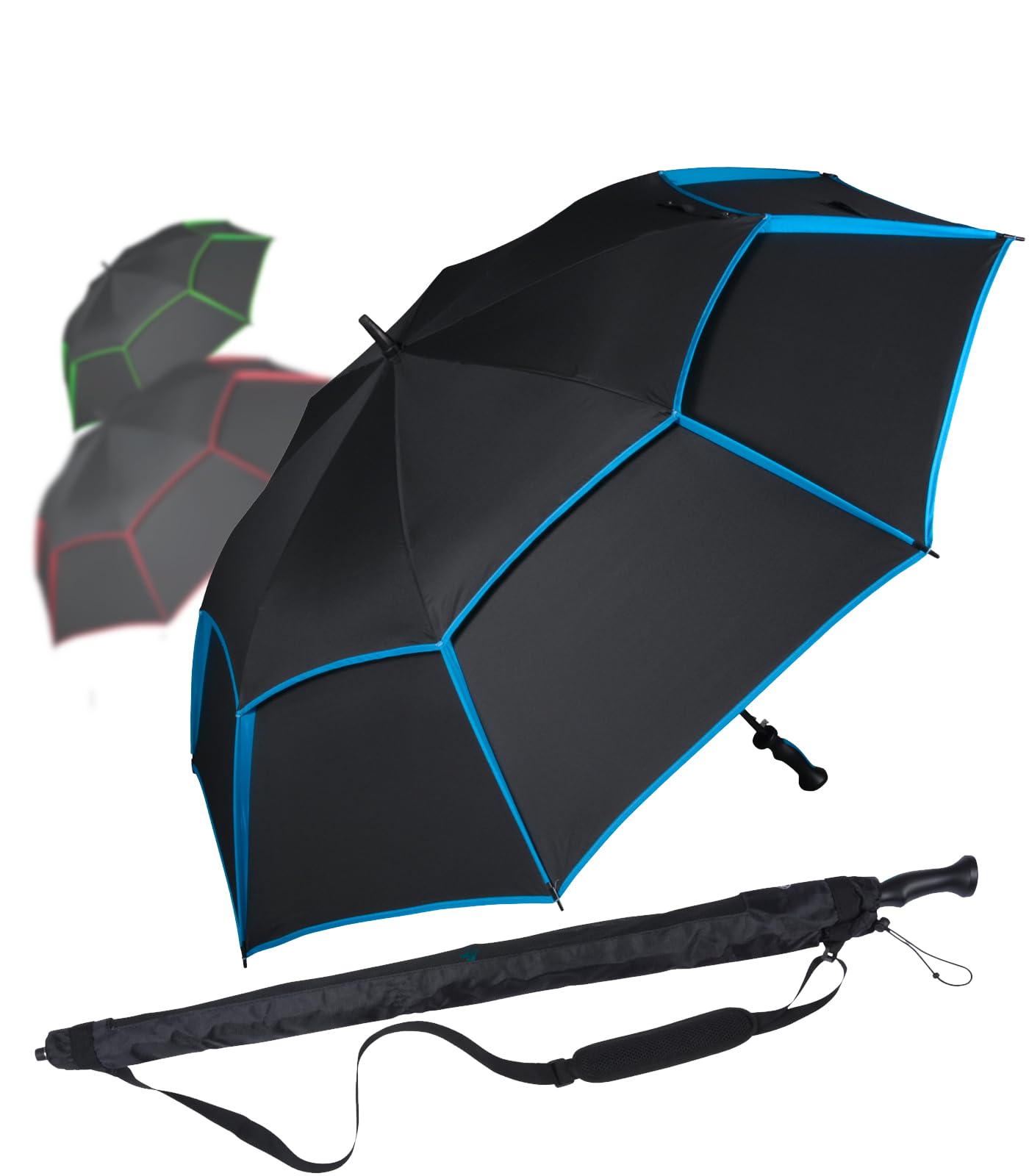 iX-brella Paraguas de golf de fibra XXXL de 146 cm, automático, doble techo con cubierta de ventilación