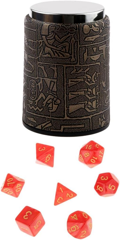 Calandis™ 7 Pieces Red Multi Sided D4-D20 Dice with 1 Dice Cup for D&D Trpg Game Toys | Accessories | Role Playing Games | Games | Toys & Hobbies