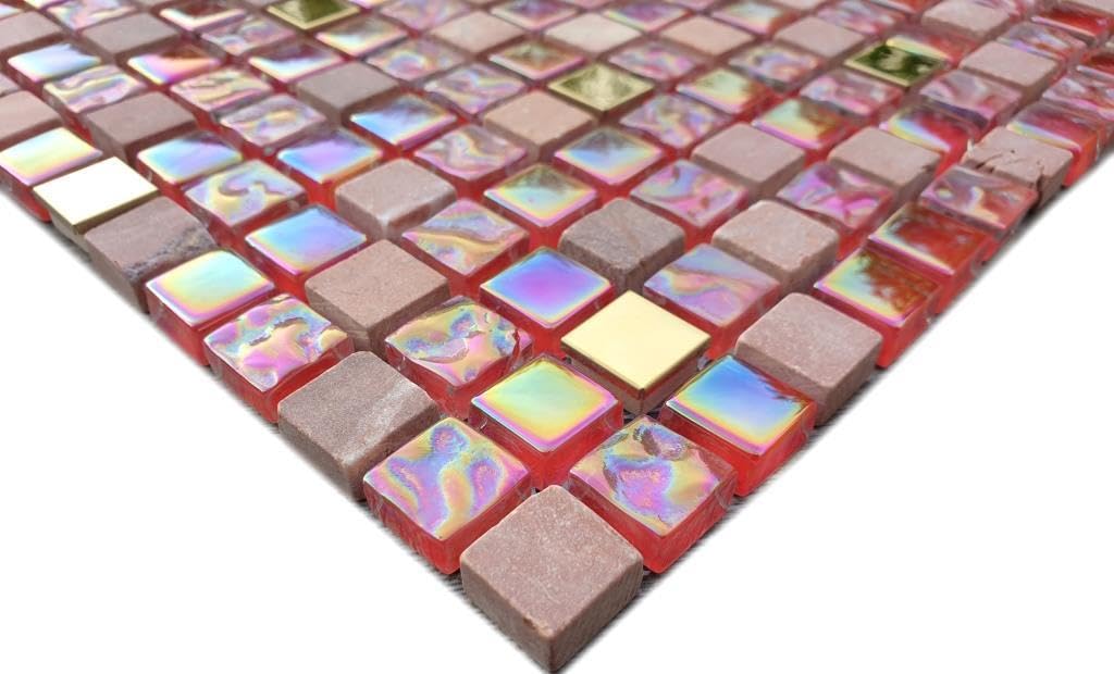 Mosaik Fliese Transluzent rot rosa gold Glasmosaik Crystal Stein EP rot rosa gold 92-1208