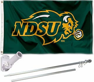 North Dakota State Bison Flag with Pole and Bracket Holder University Set