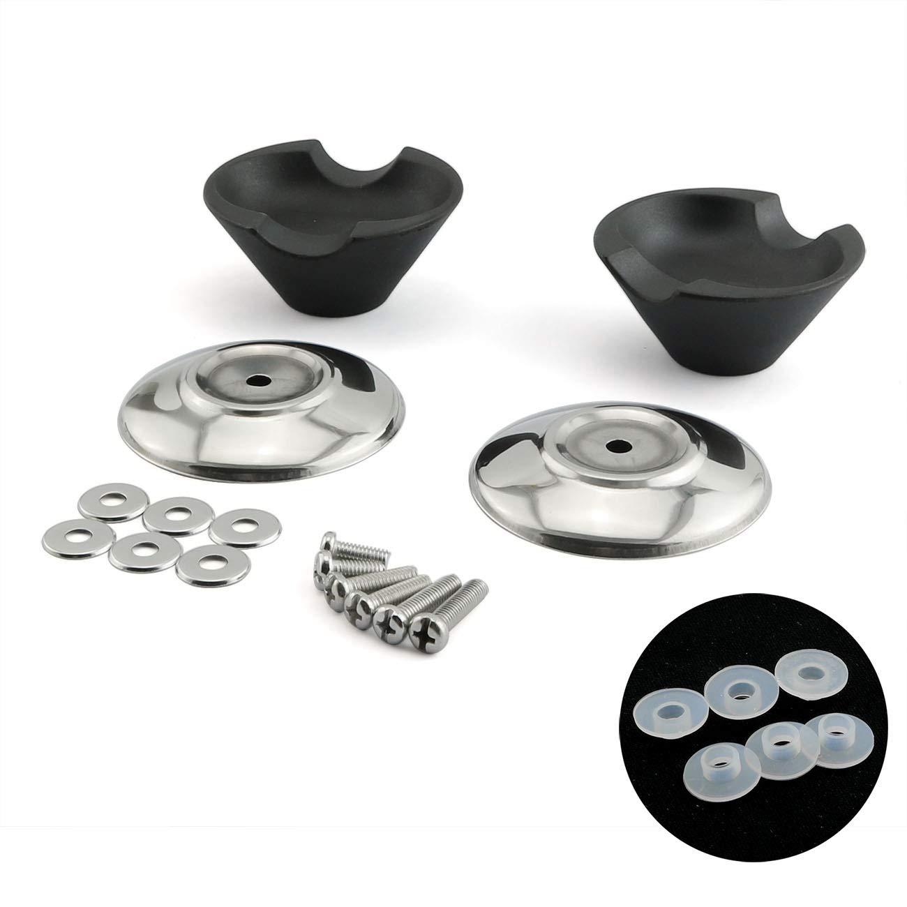 PZRT 2Set Lid Knob Handle Kit Universal Replacement Kitchen Cookware Pot Pan Lid Cover Knob Handle With M5 Screw, Rubber Gasket And Stainless Steel Washer - Concave