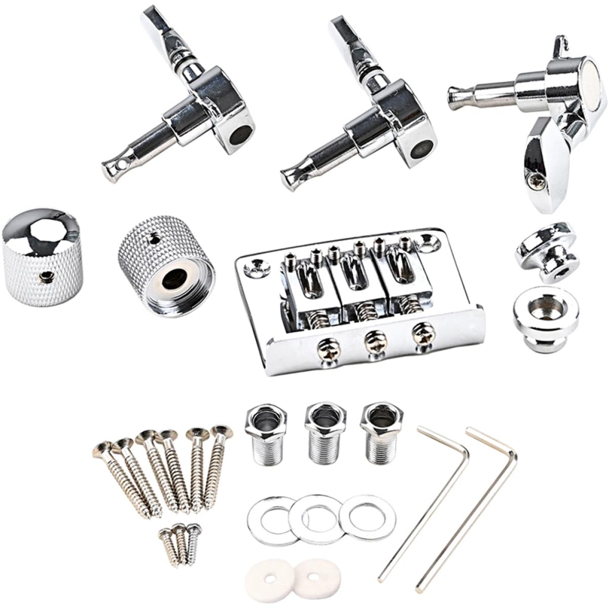 LIFKOME 1Set Stringed Guitar Bridge Accessories with Tuning Pegs Control Knobs Strap Locks Durable High Grade for Acoustic and Electric Guitars Lightweight Portable